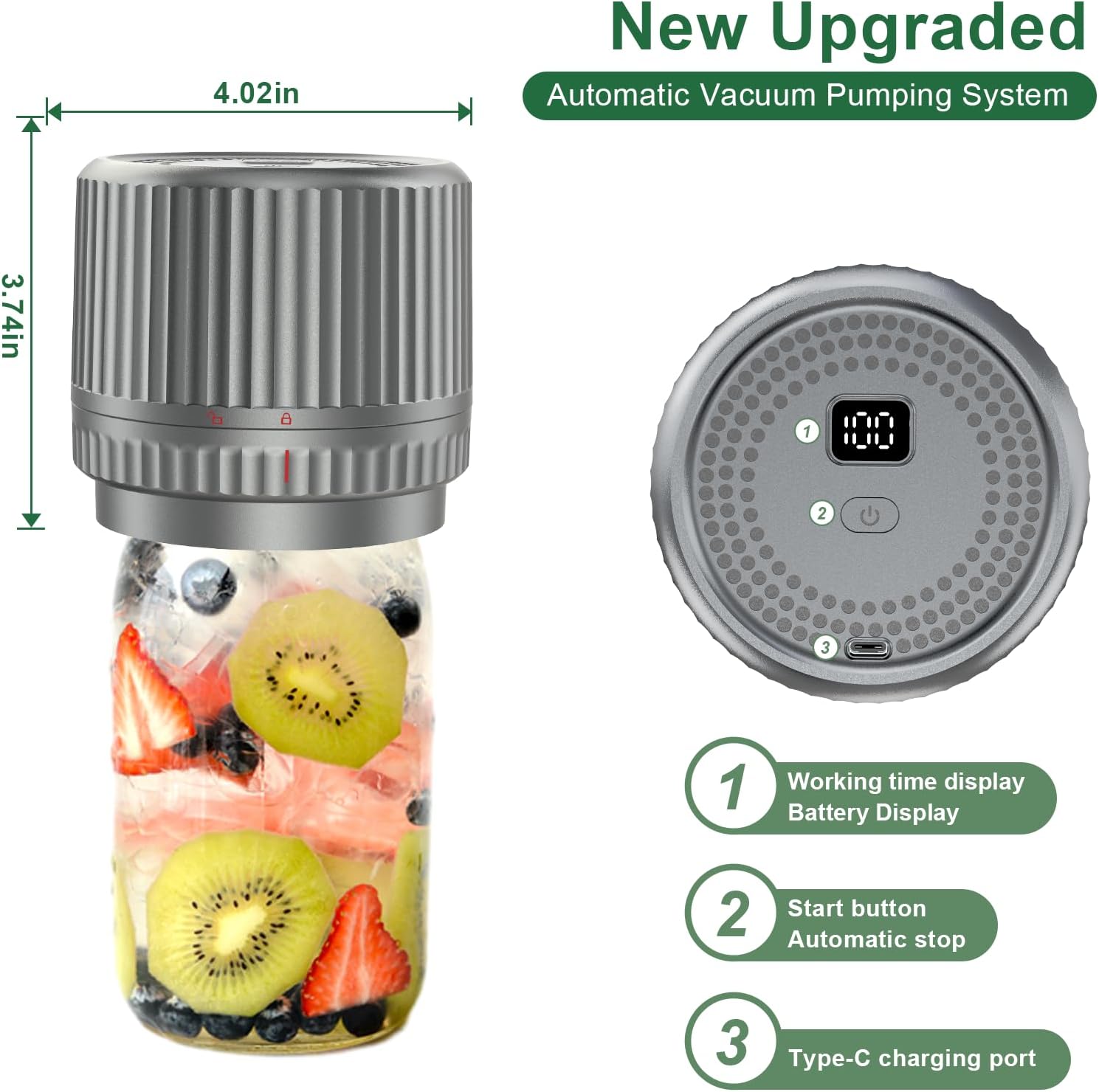 UNERVER M12 Auto Stop Electric Mason Jar Vacuum Sealer