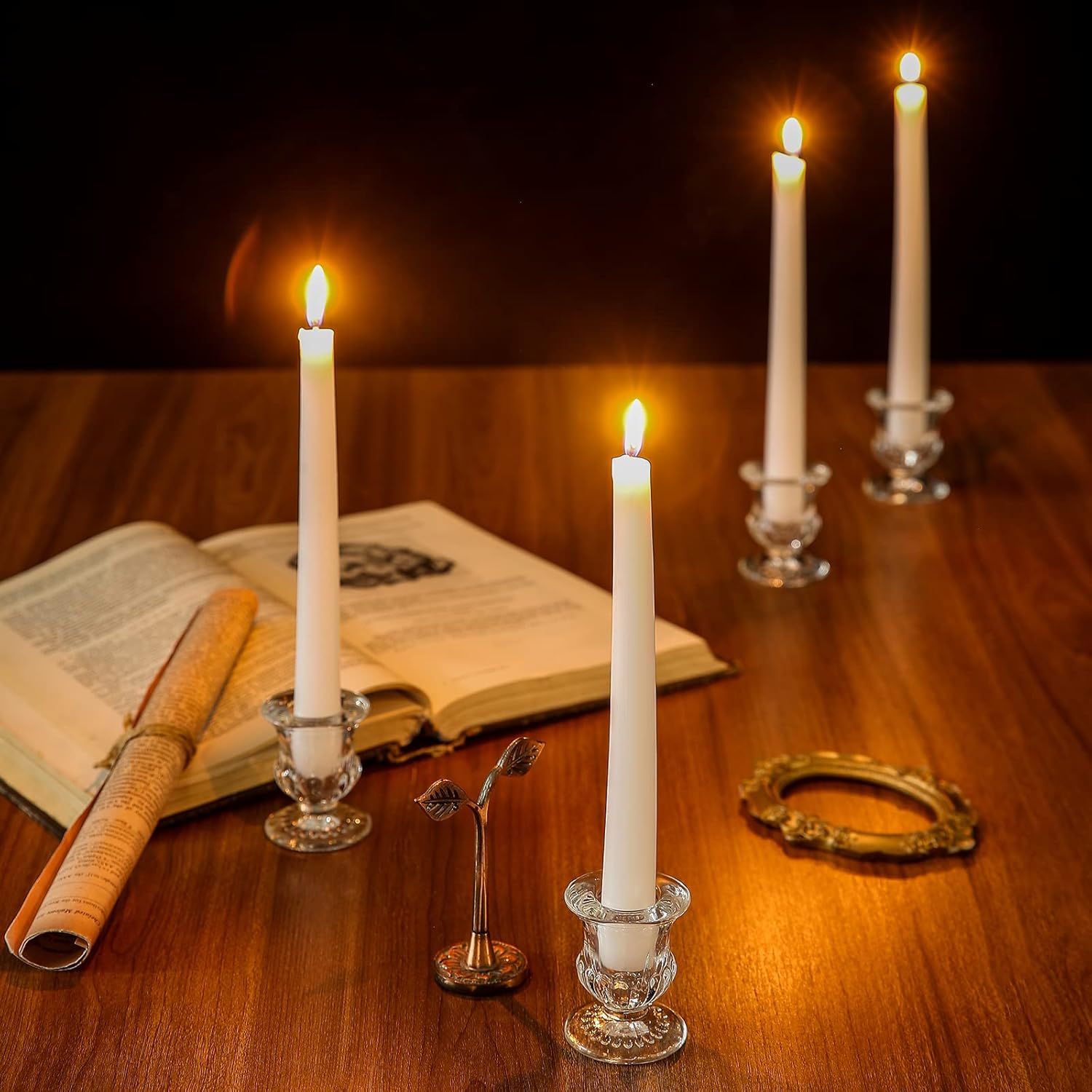 Elegant Clear Glass Candle Holder Set of 6
