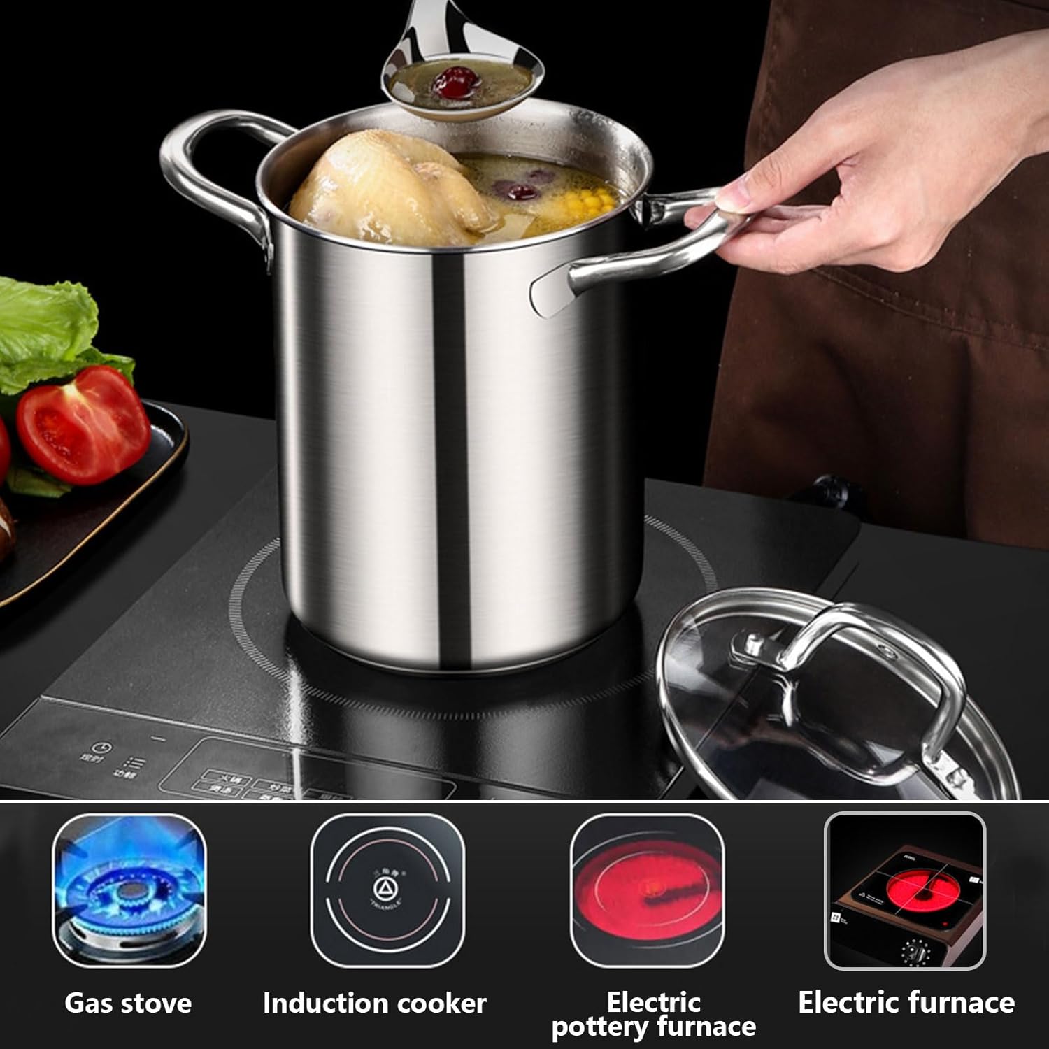 AIZYR Stainless Steel Deep Fryer with Lid and Basket