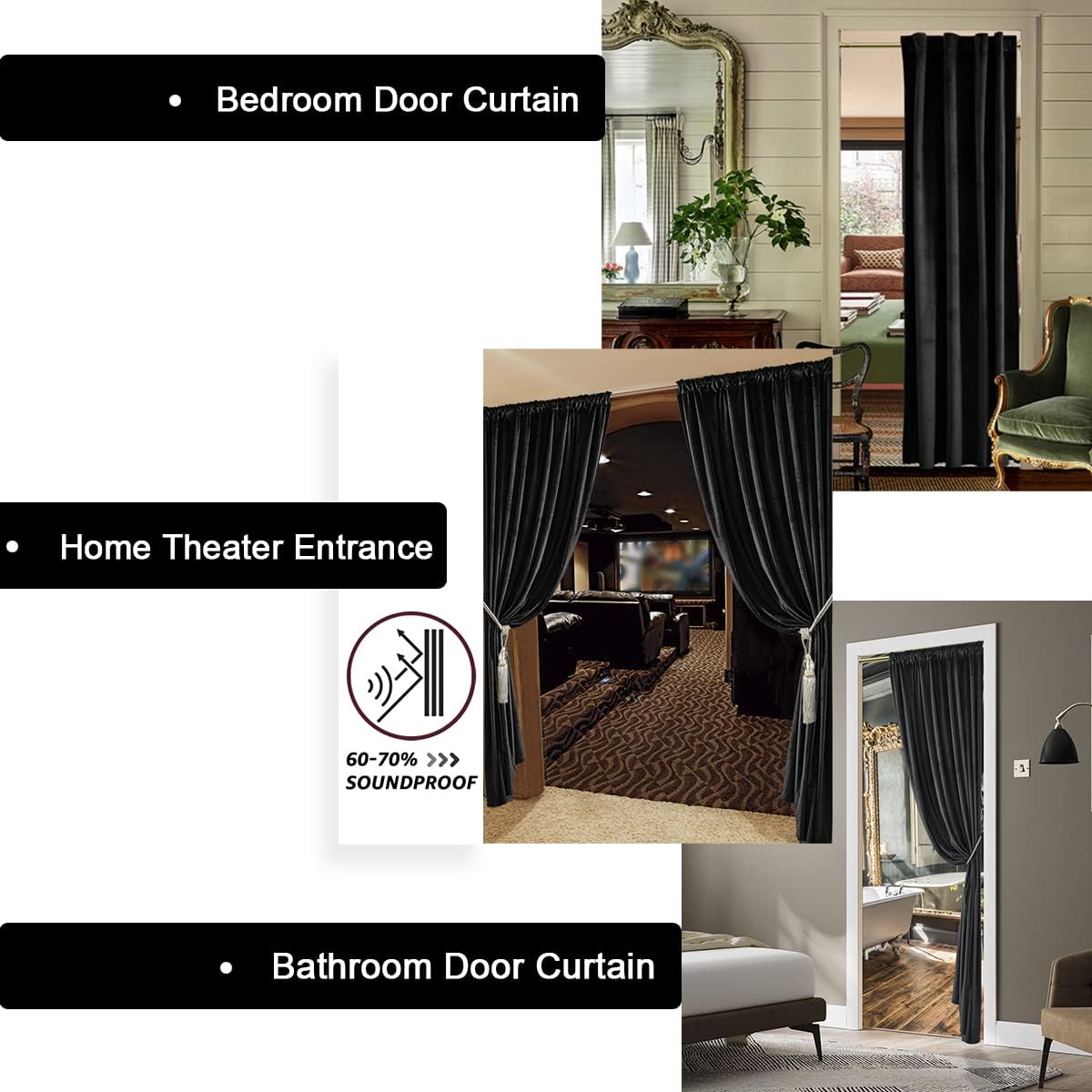 XTMYI Velvet Blackout Door Curtain Panels 80 Inch