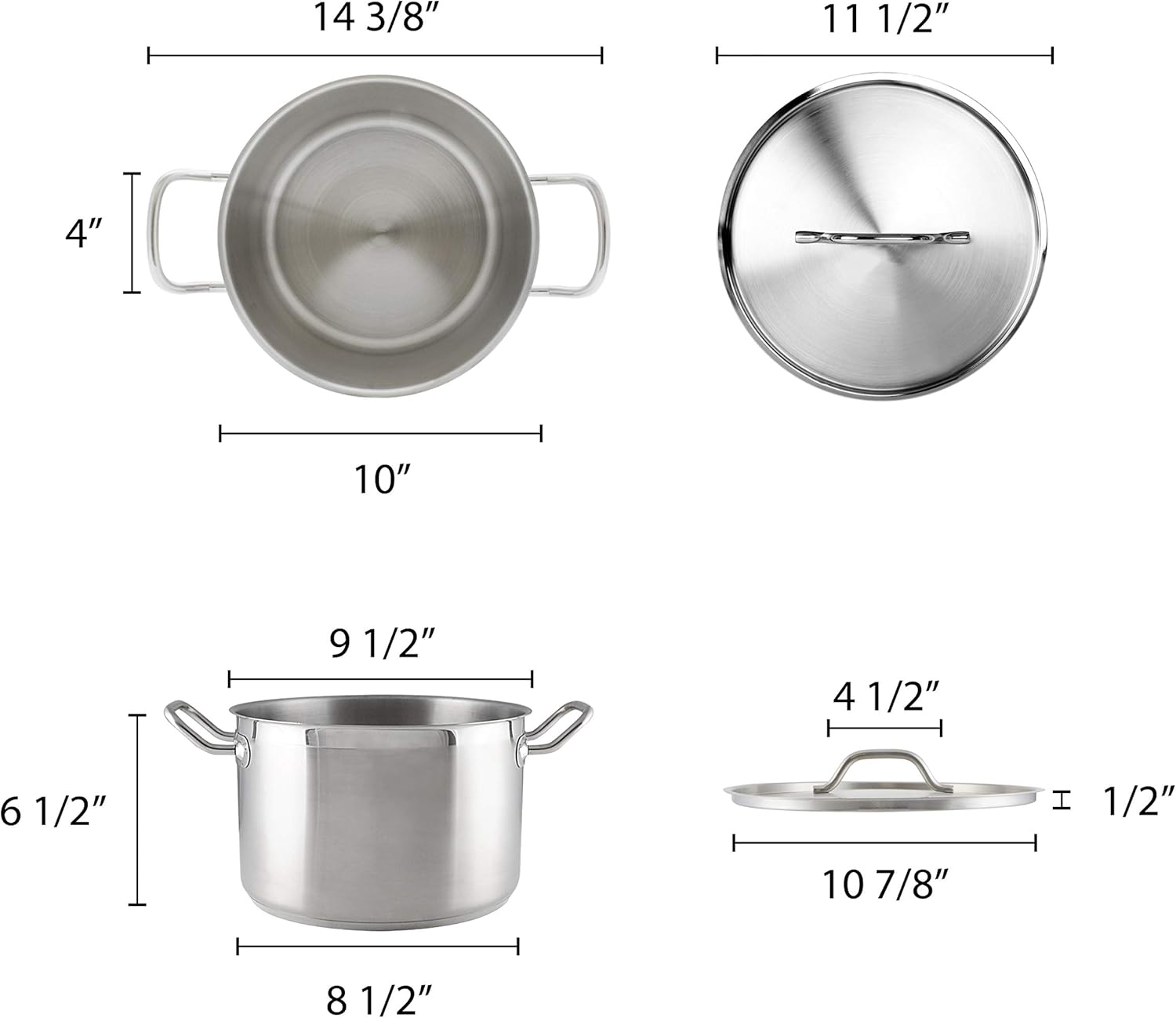 8 Quart 18 8 Steel Stock Pot with Lid