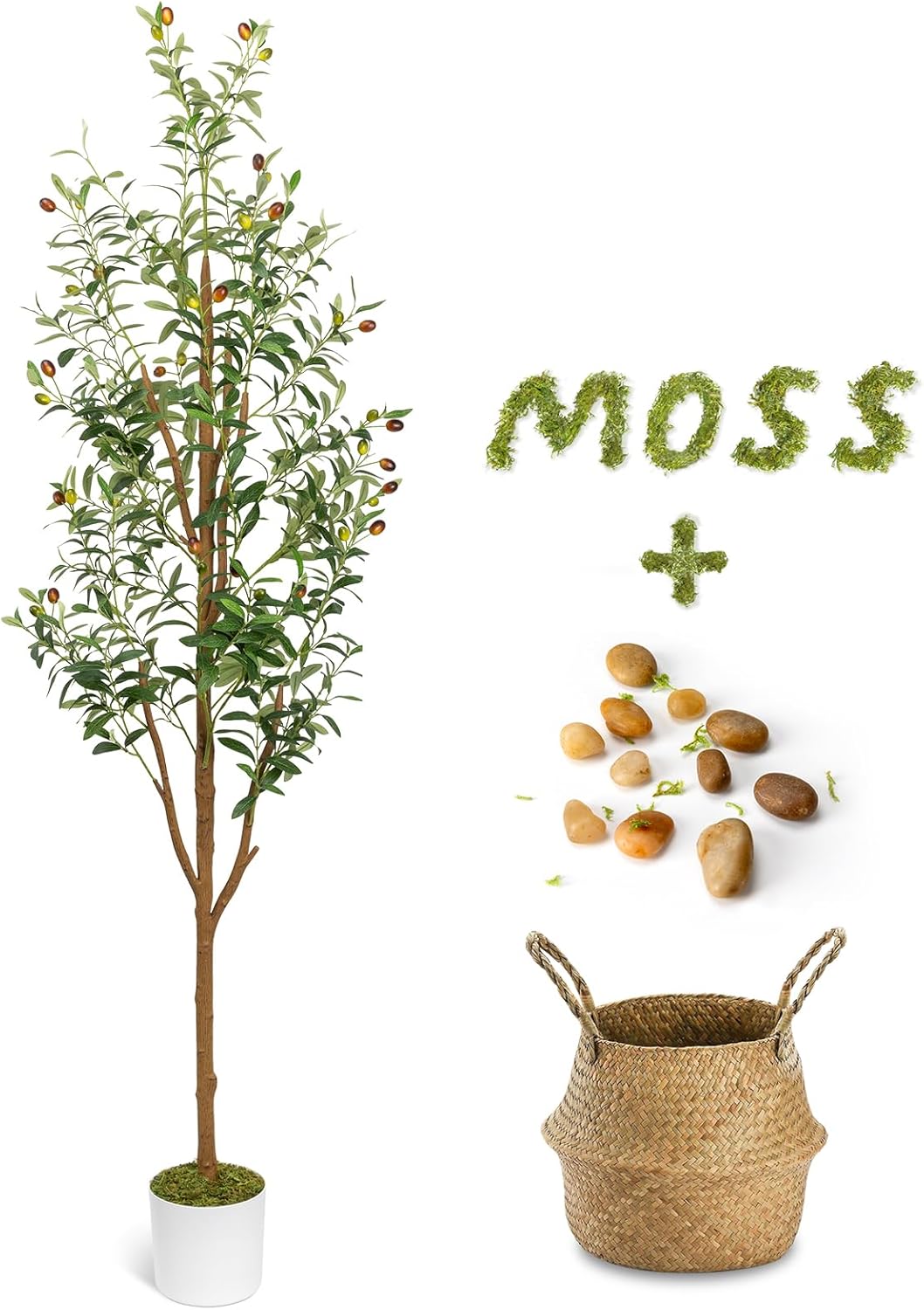 6FT Artificial Olive Tree with Planter and Basket