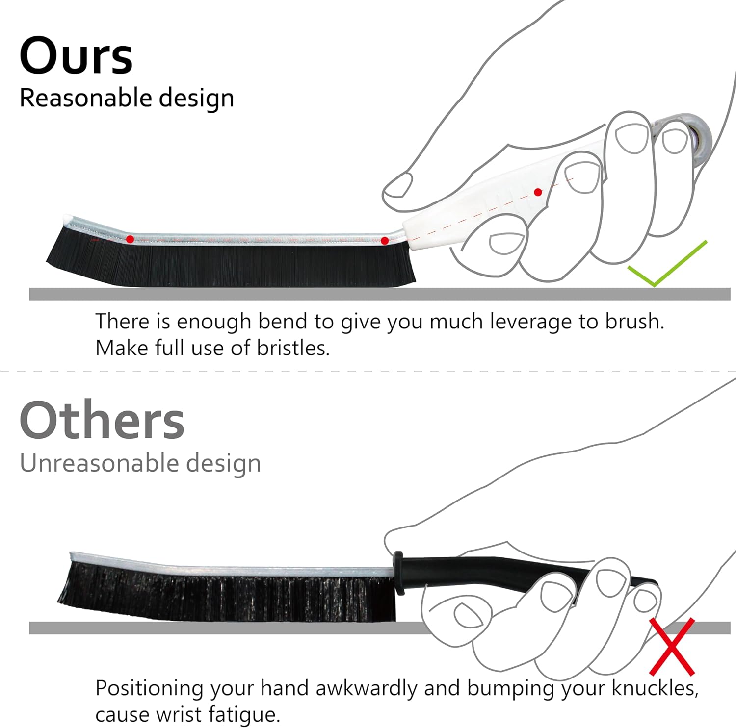 2PCS Hard Bristle Crevice Cleaning Brush for Small Spaces