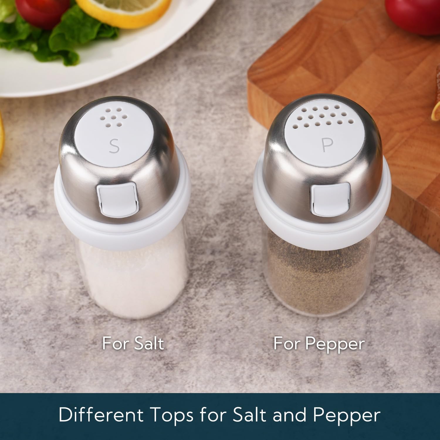 KTCHENDAO 2 in 1 Glass Salt Pepper Shaker Set 4oz White