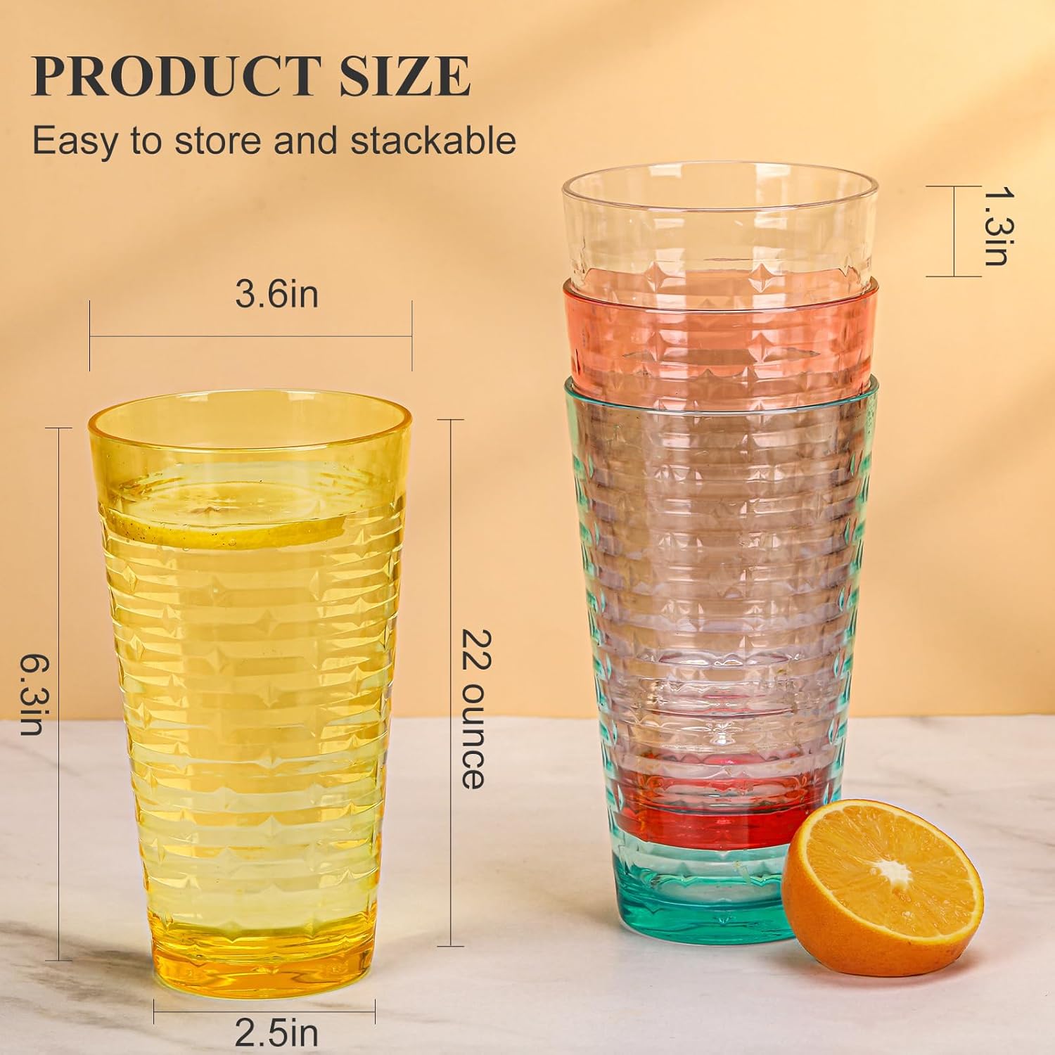 Retro Star Design BPA-Free Tumblers 8 Pack