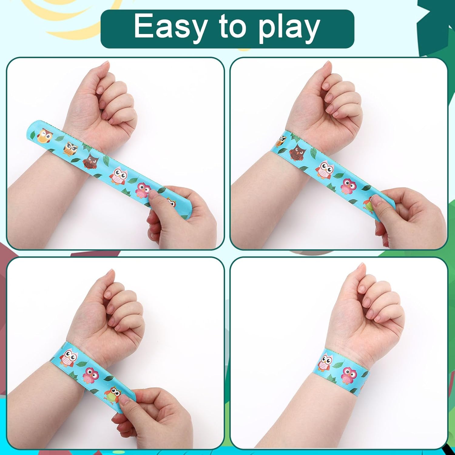 48 PCS Jungle Safari Slap Bracelets Wristbands