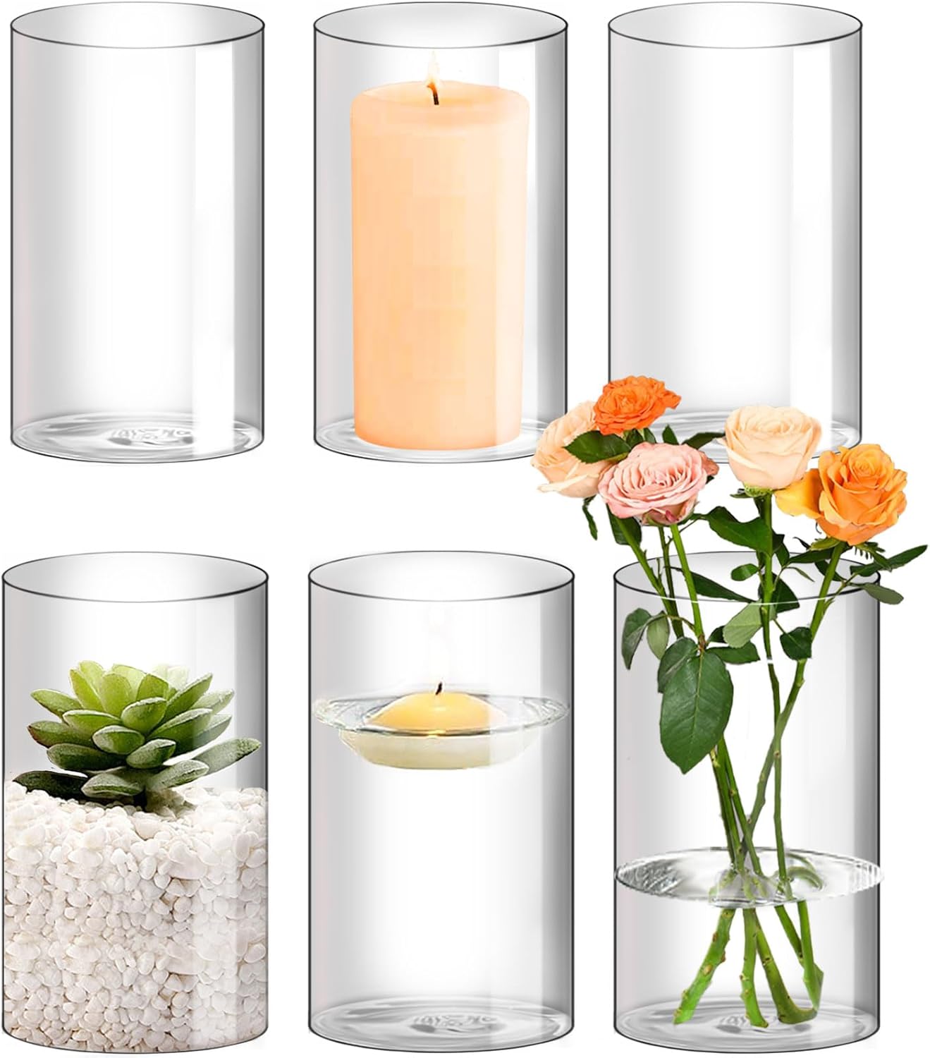 Hurricane Candle Holder Clear Glass 6PCS