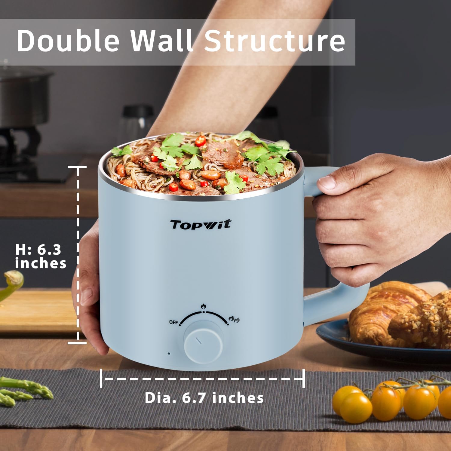 Topwit Multi-Use Electric Hot Pot with Steamer