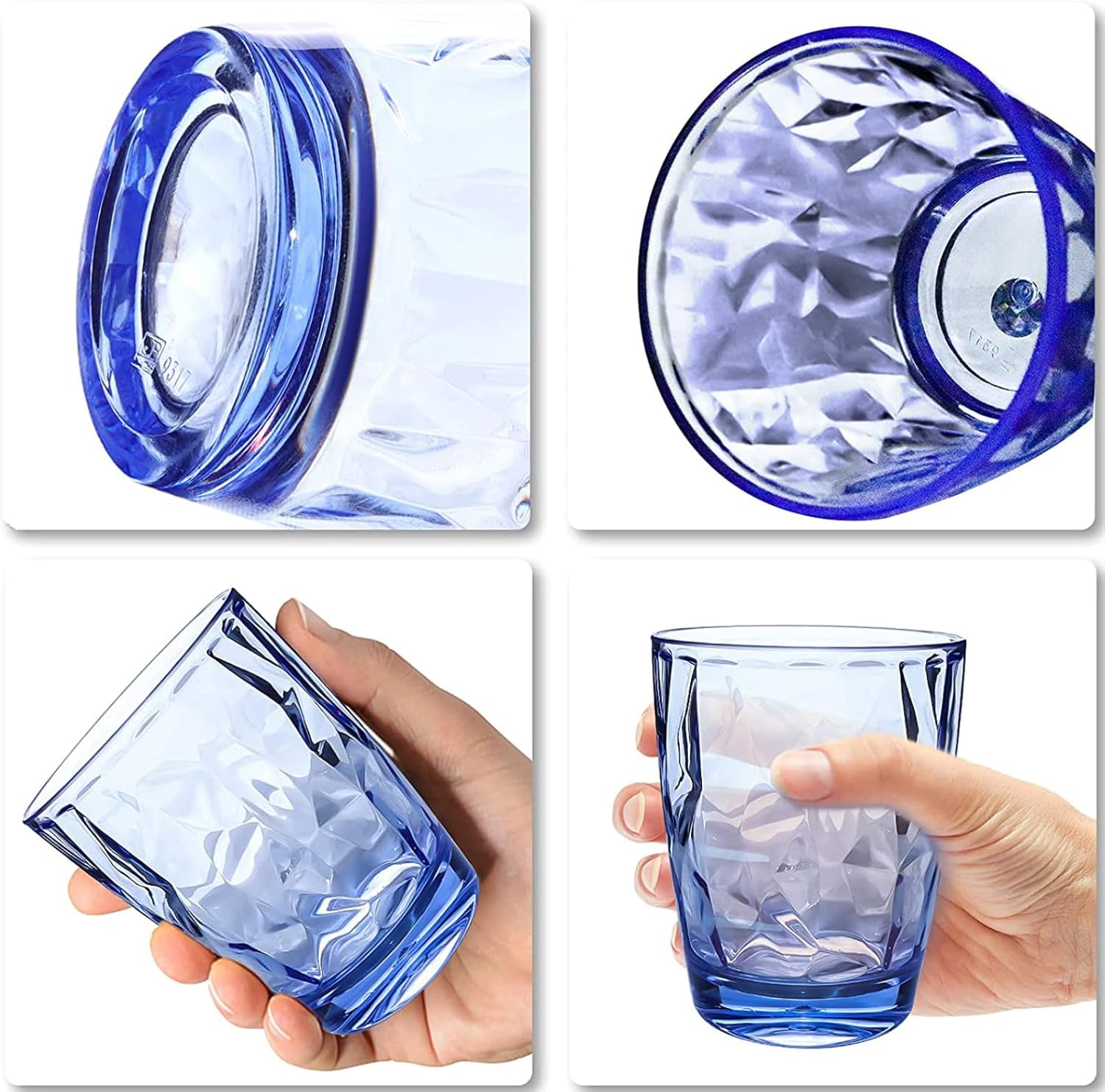 Blue Reusable Plastic Tumblers Set of 4 300ml