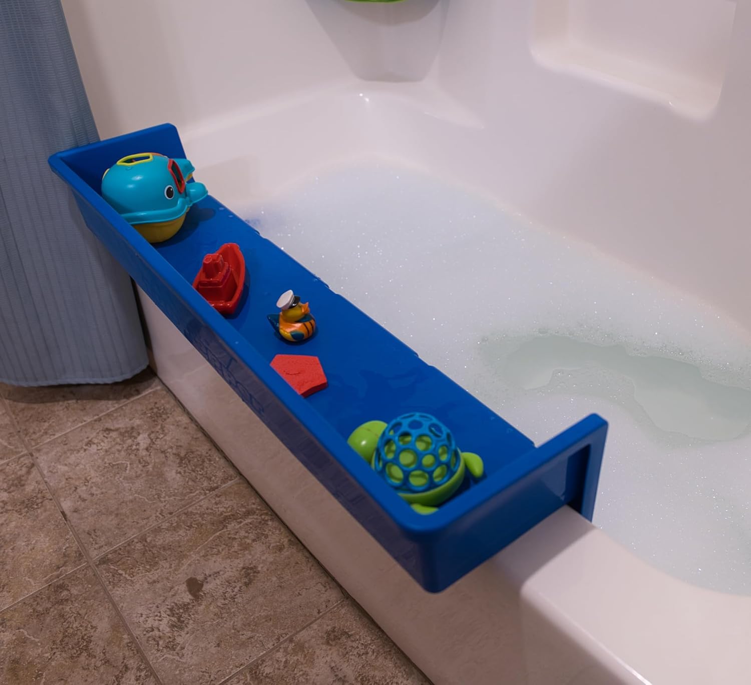 Tub Topper Splash Guard Play Shelf Blue