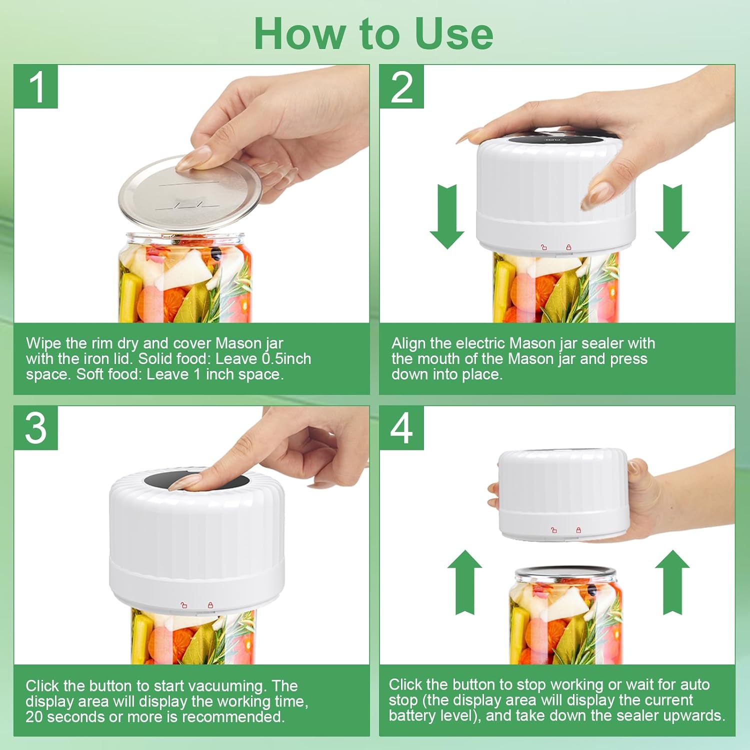 SelePow VP06 Electric Vacuum Sealer for Jars
