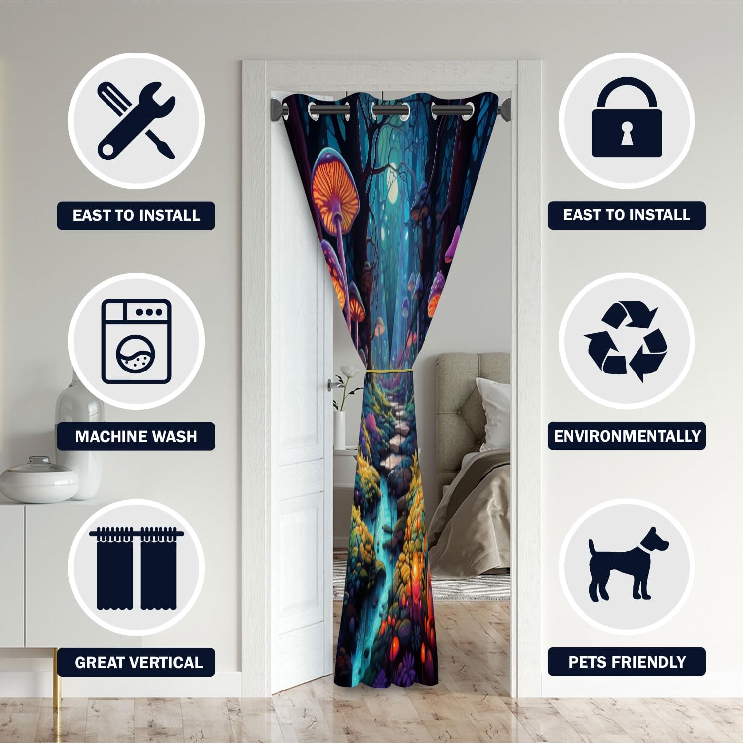 Fairy World Mushroom Print Door Curtain