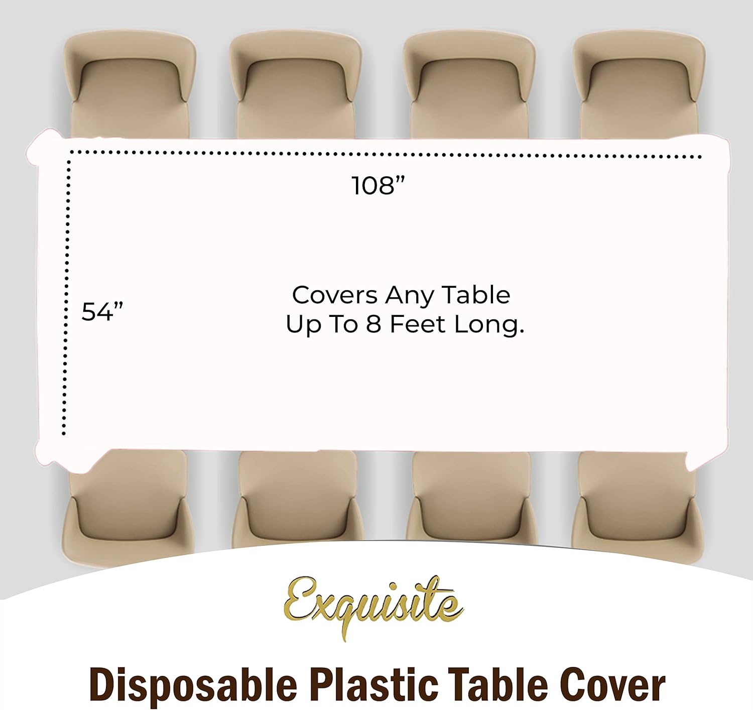 Exquisite 12-Pack White Plastic Tablecloth 54x108 Inch Rectangle