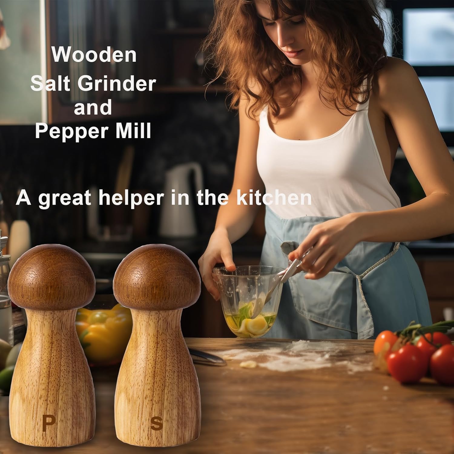 Wooden Salt and Pepper Grinder Set 2 Pack