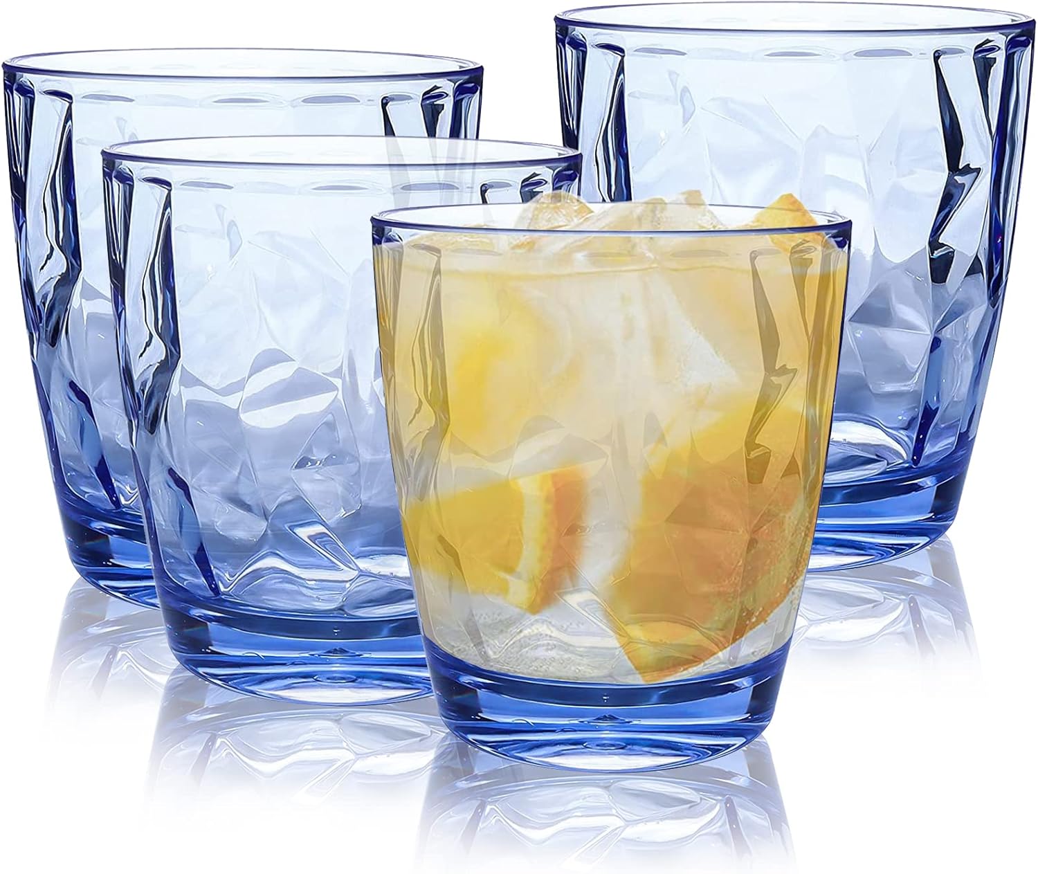 Blue Reusable Plastic Tumblers Set of 4 300ml