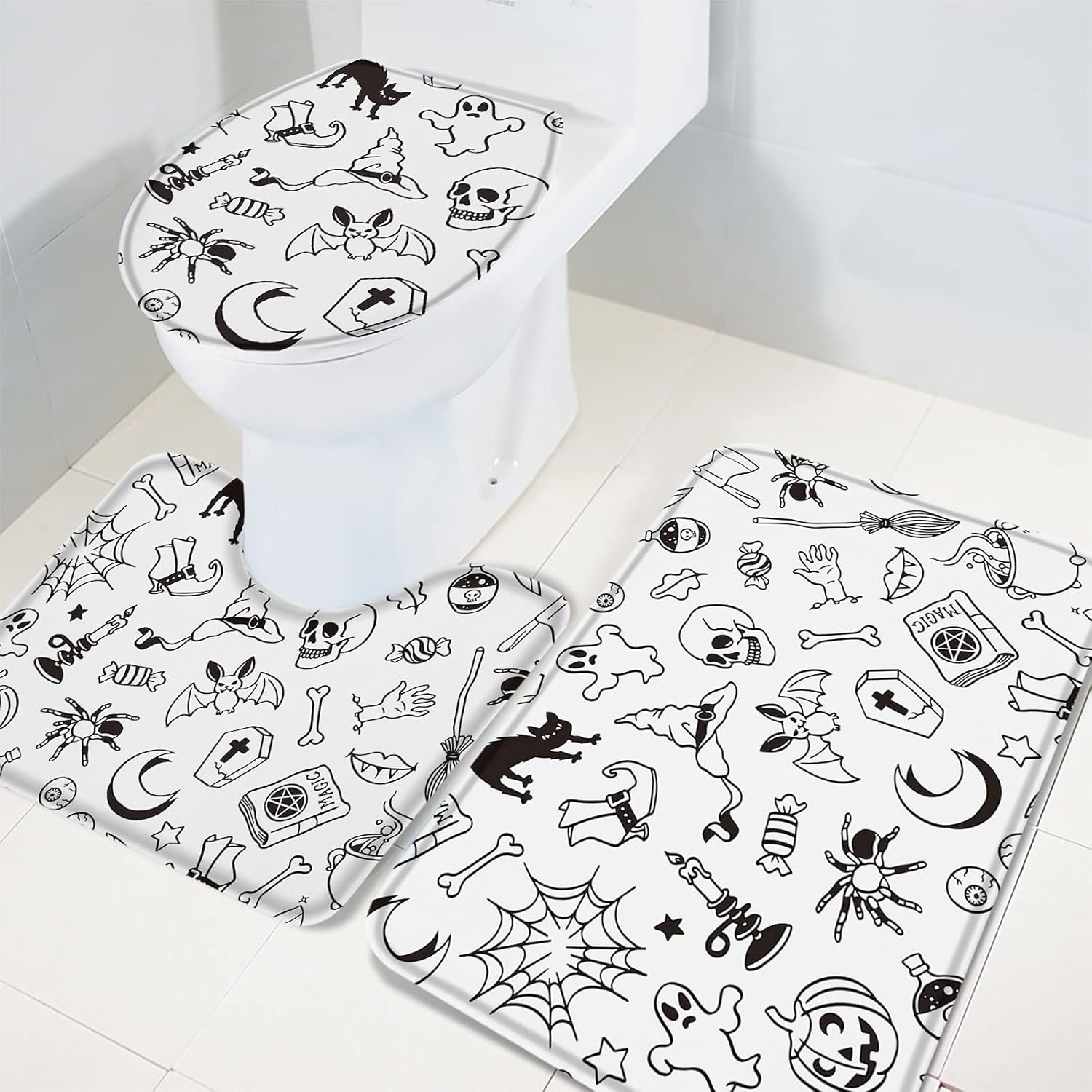YESOF66 3 Piece Bathroom Rug Set with Non-Slip Toilet Cover