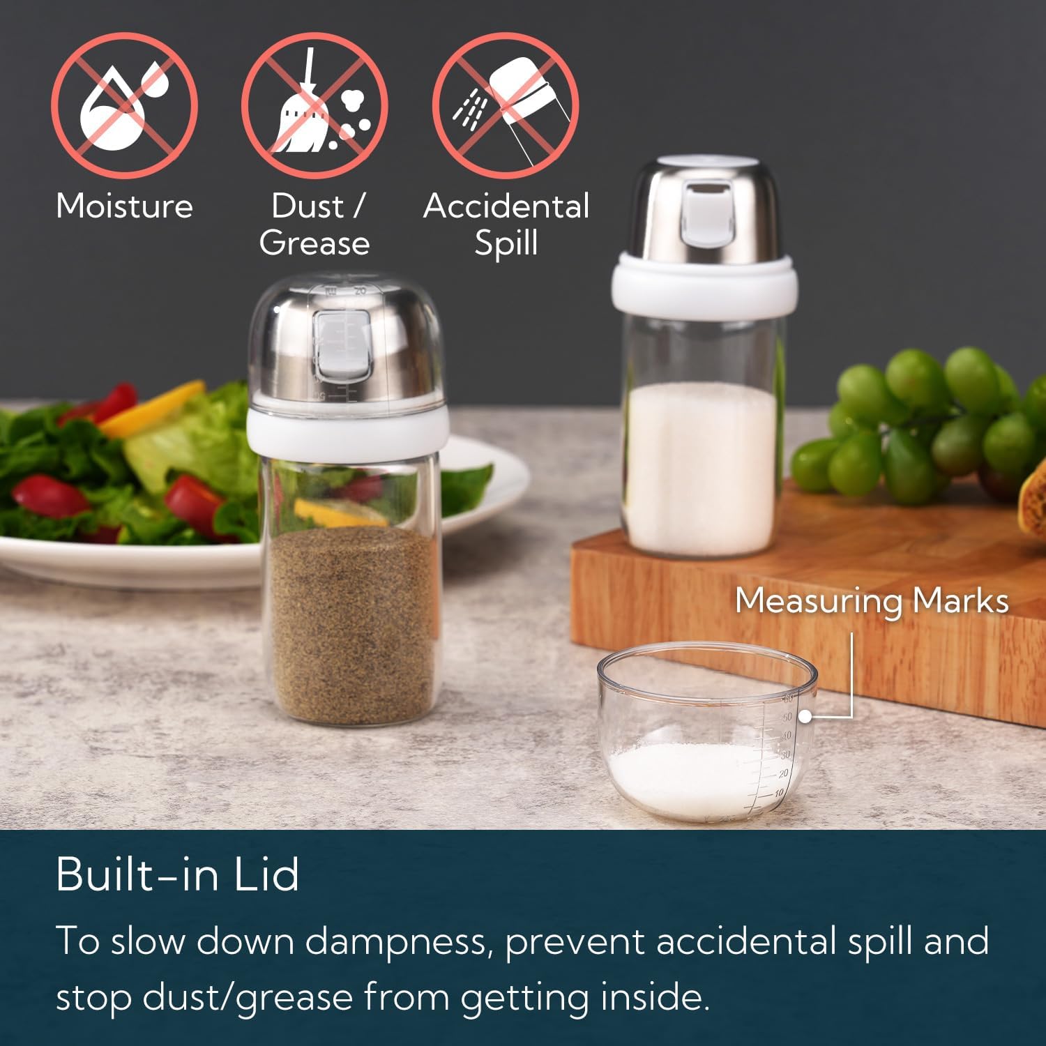 KTCHENDAO 2 in 1 Glass Salt Pepper Shaker Set 4oz White