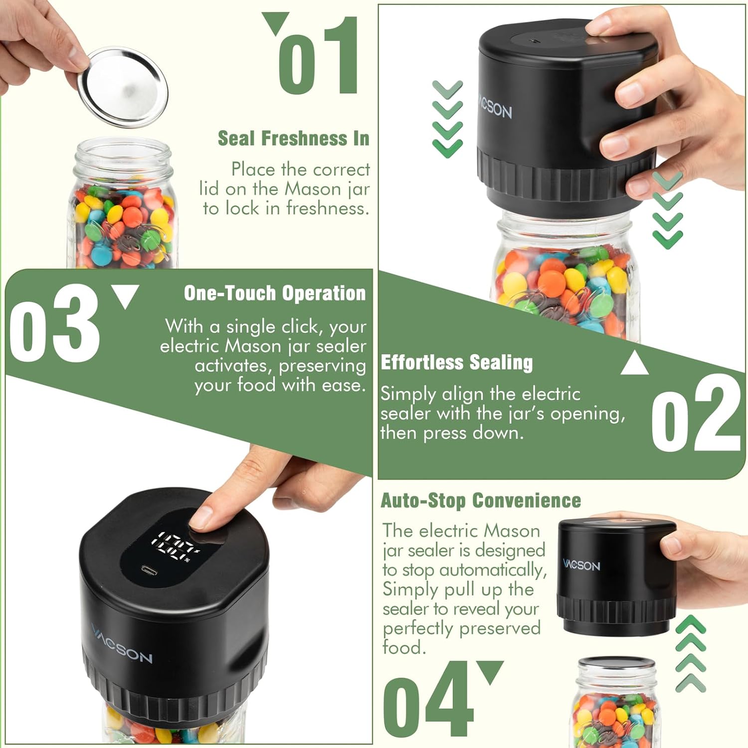 Vacson Automatic Mason Jar Vacuum Sealer Kit