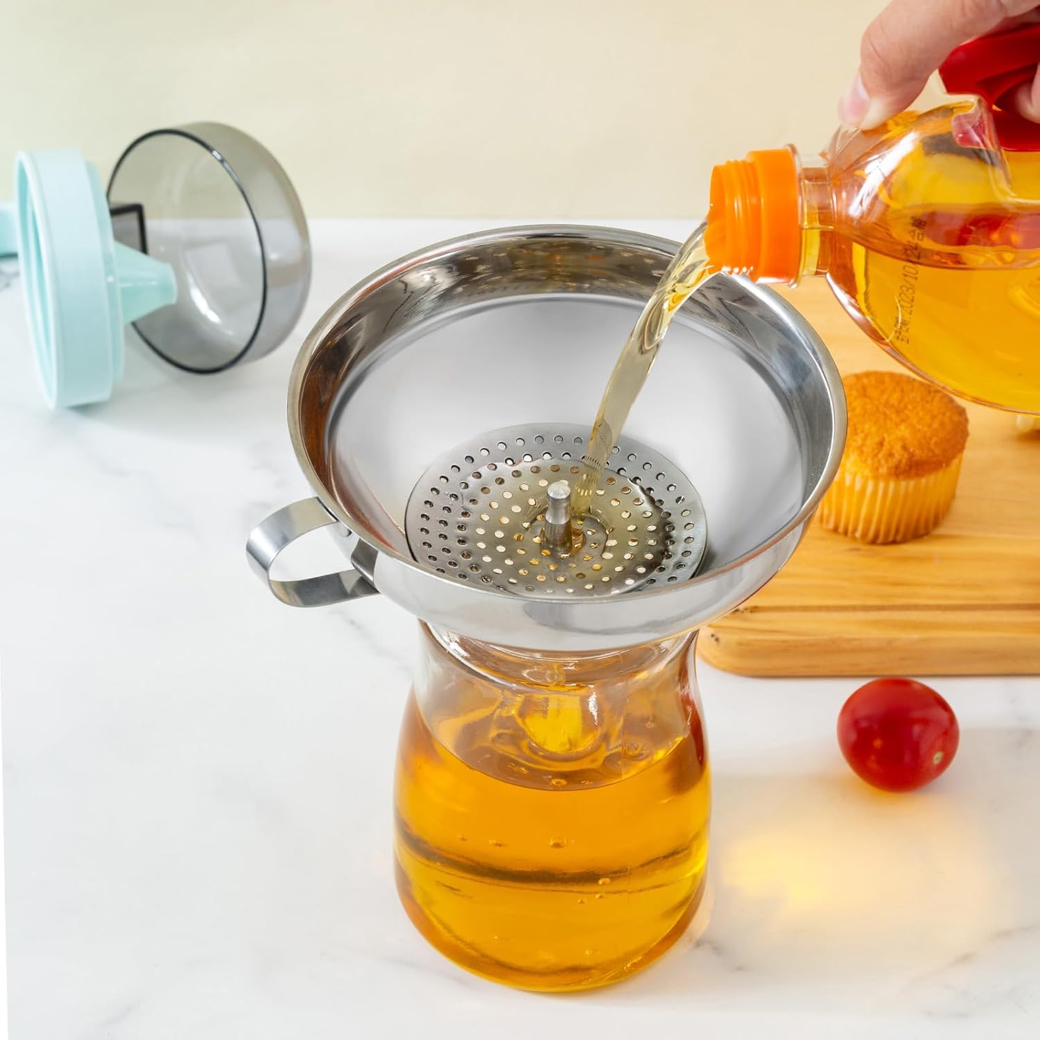 Toncoo 13-Piece Canning Funnel Set with Lids and Strainer