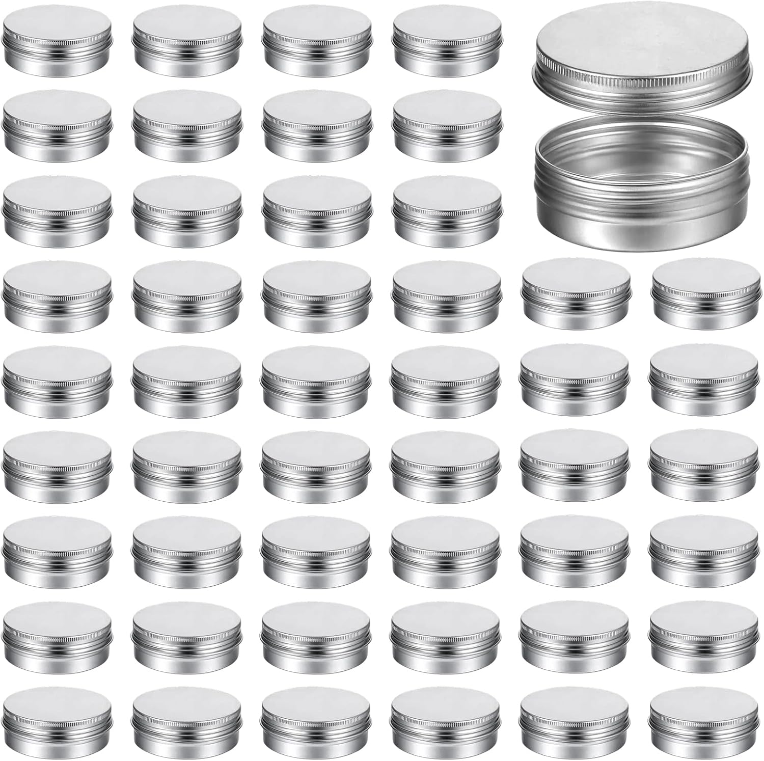 WLLHYF 48 Pcs Aluminum Round Cans 2 Oz Food Containers with Lids