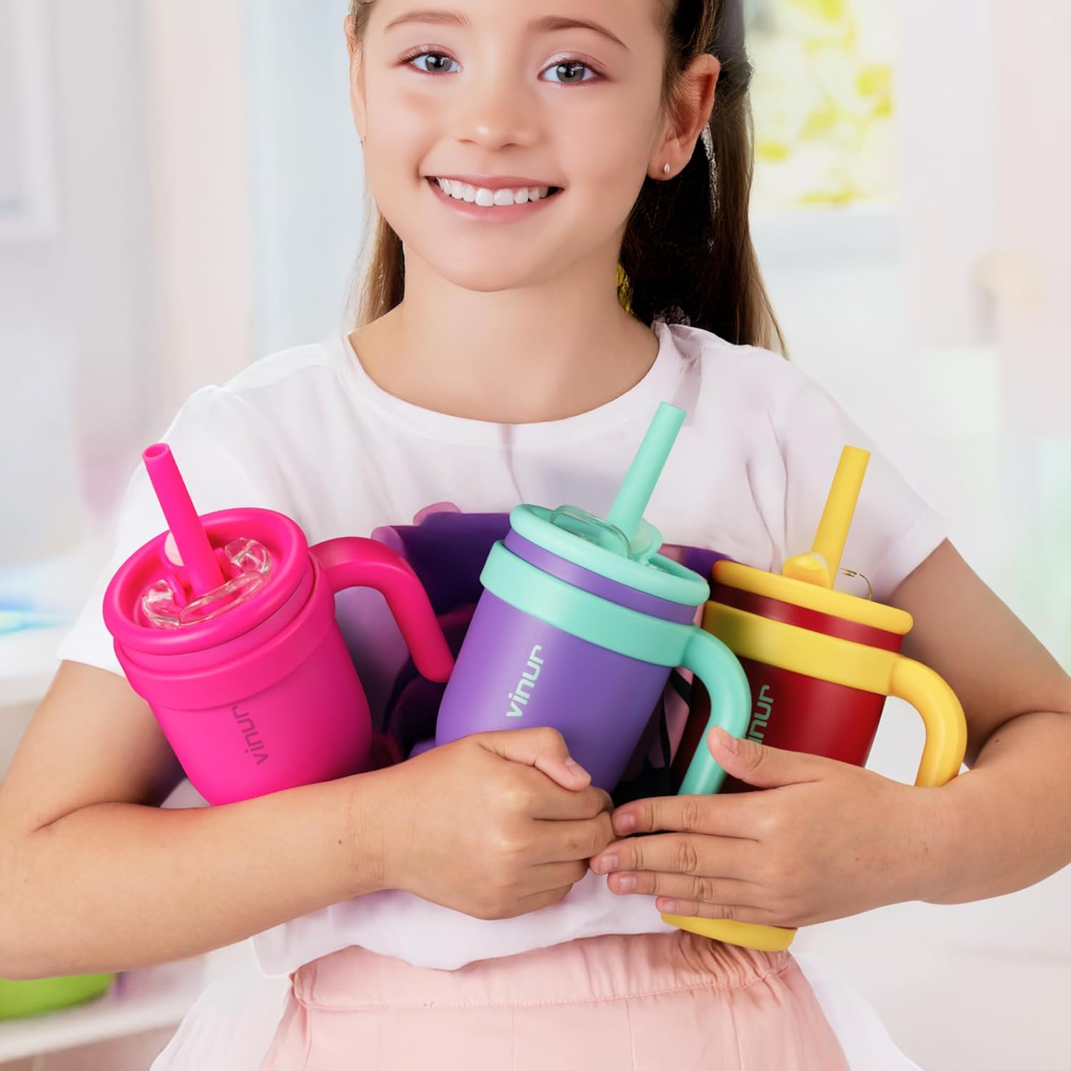 VINUR Kids Insulated Tumbler 17 oz Purple Pink