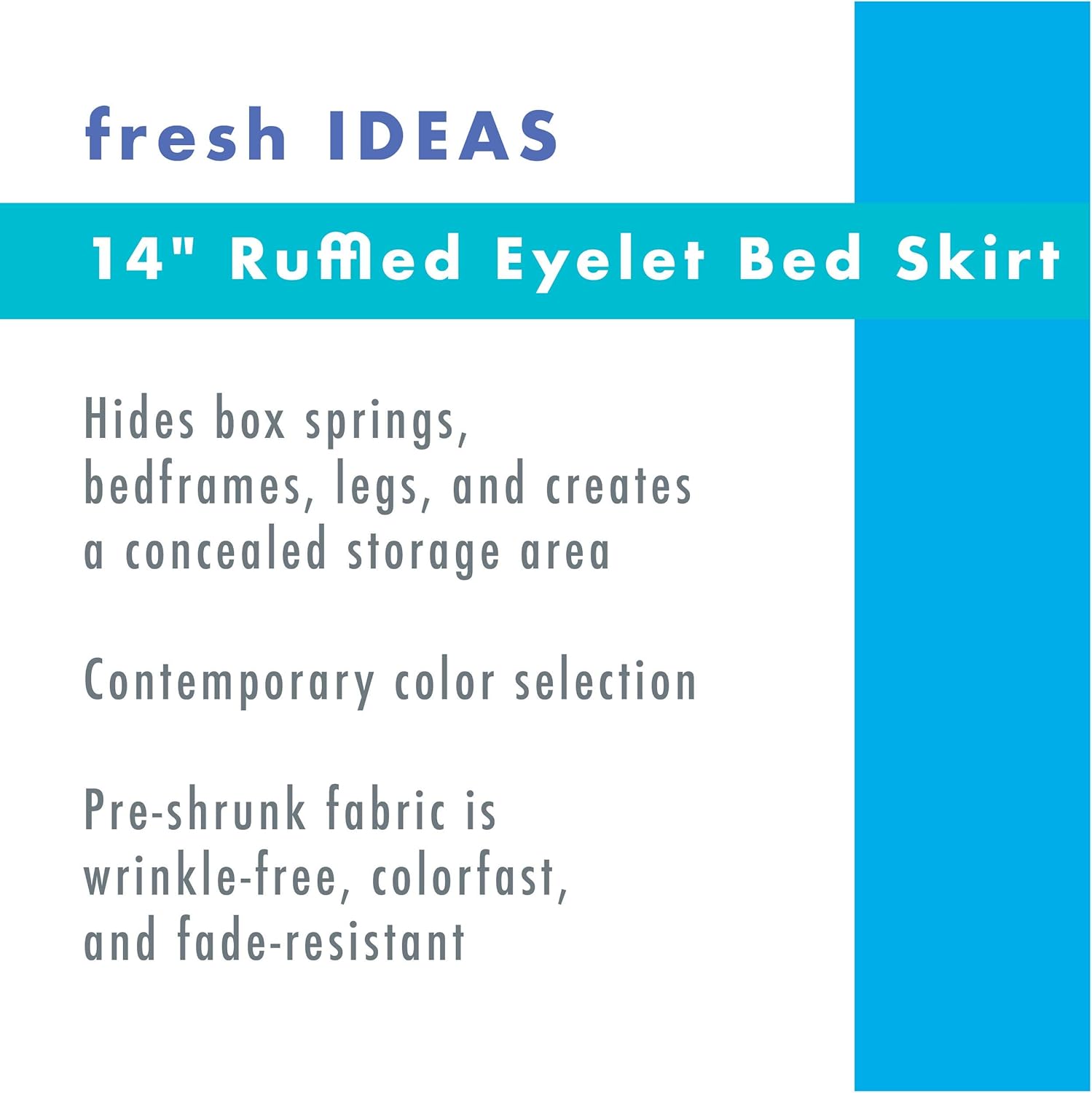 FRESH IDEAS Ruffled Eyelet Bed Skirt Queen White 14 Inch Drop