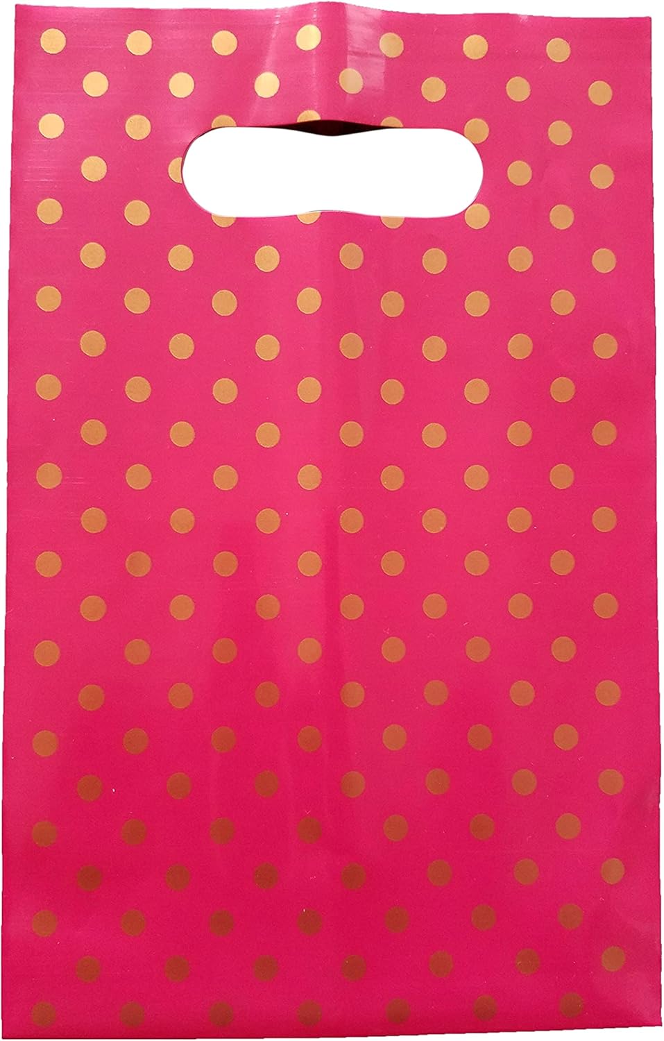 Pink Handle Favor Bags with Gold Polka Dots