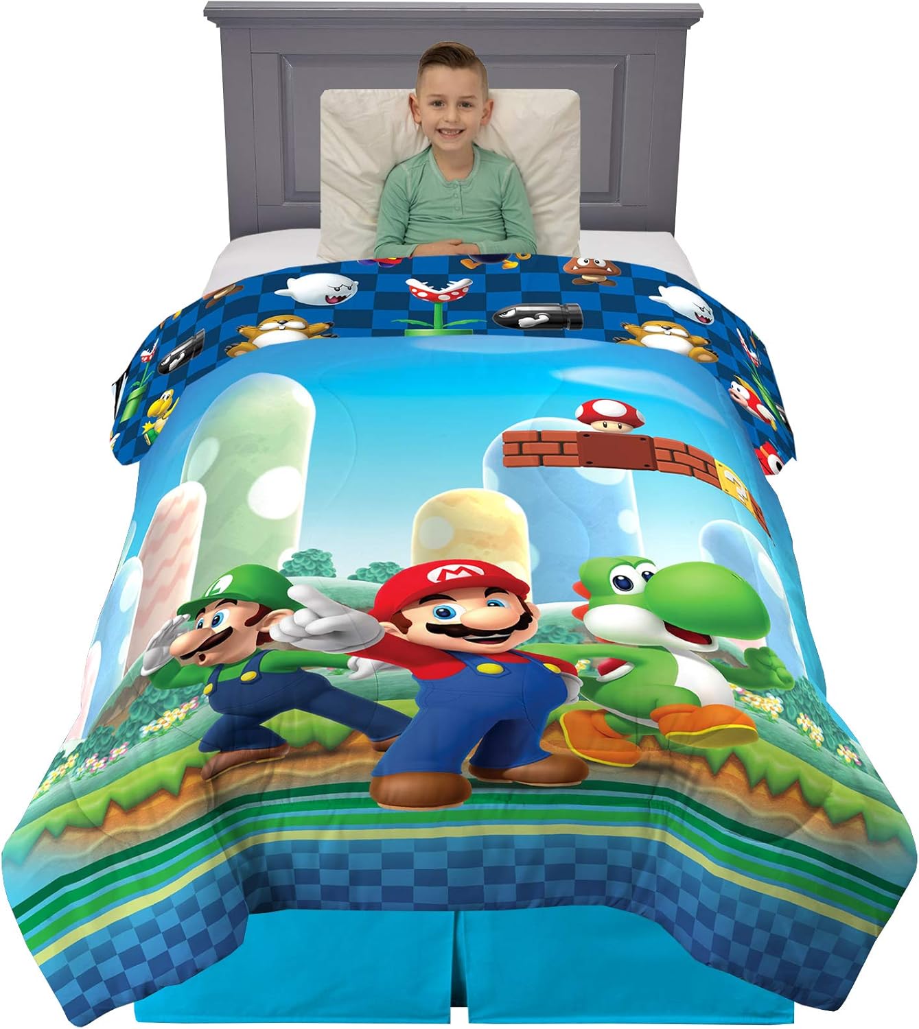 Franco Kids Bedding Super Soft Microfiber Reversible Comforter Twin Full Mario