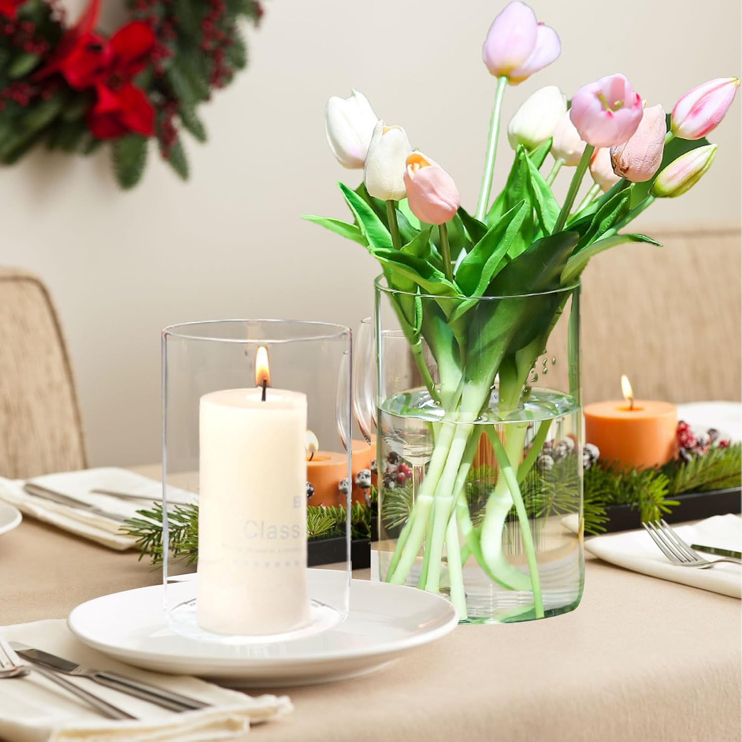 Hurricane Candle Holder Clear Glass 6PCS