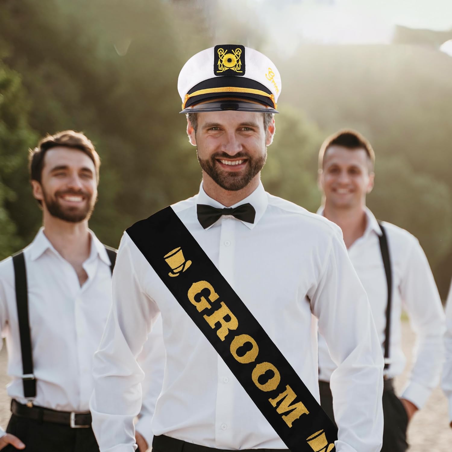 Bachelor Party Captains Hat Glasses Sash Set