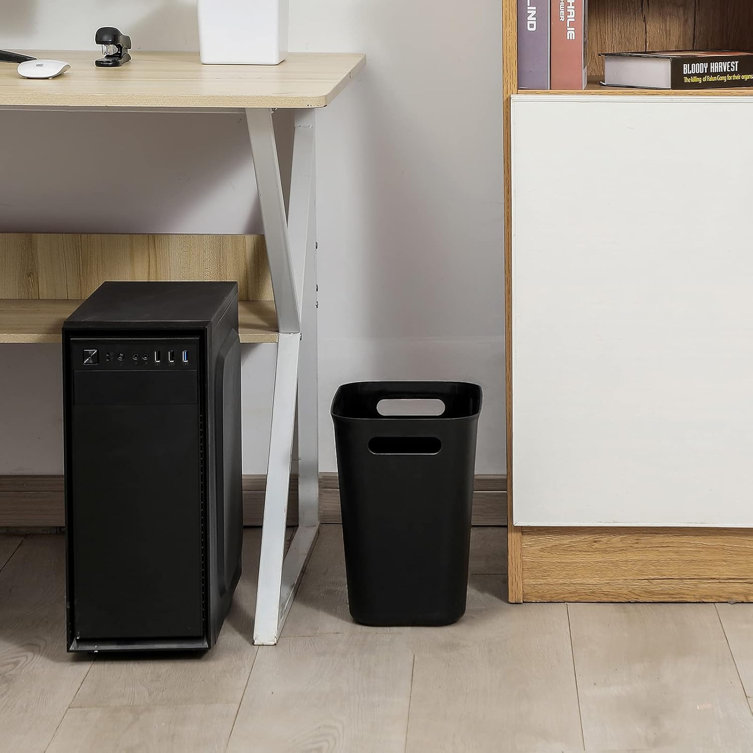 UUJOLY Plastic Trash Can 35 Gallon Black