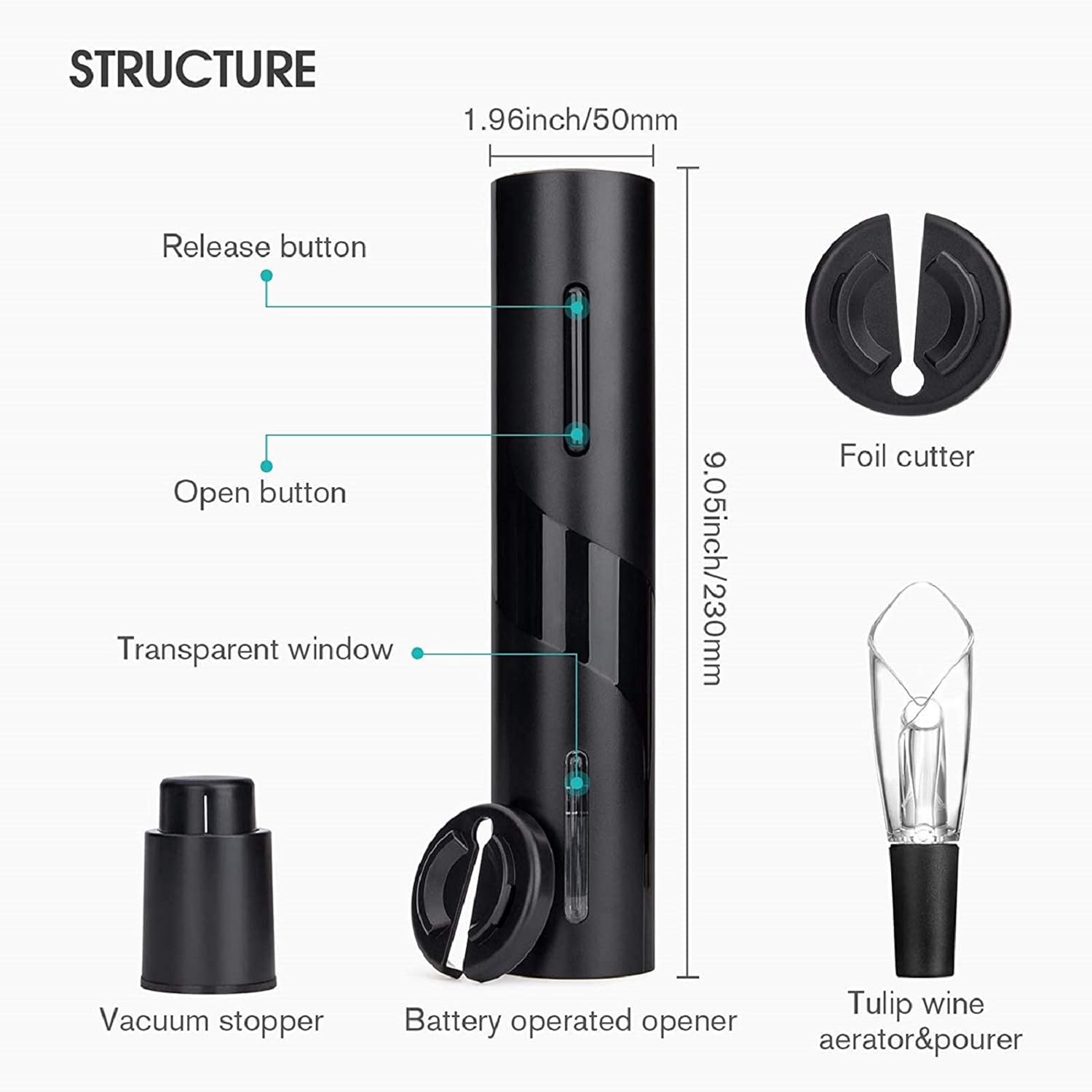ueecool Electric Wine Opener Set with LED Light and Foil Cutter