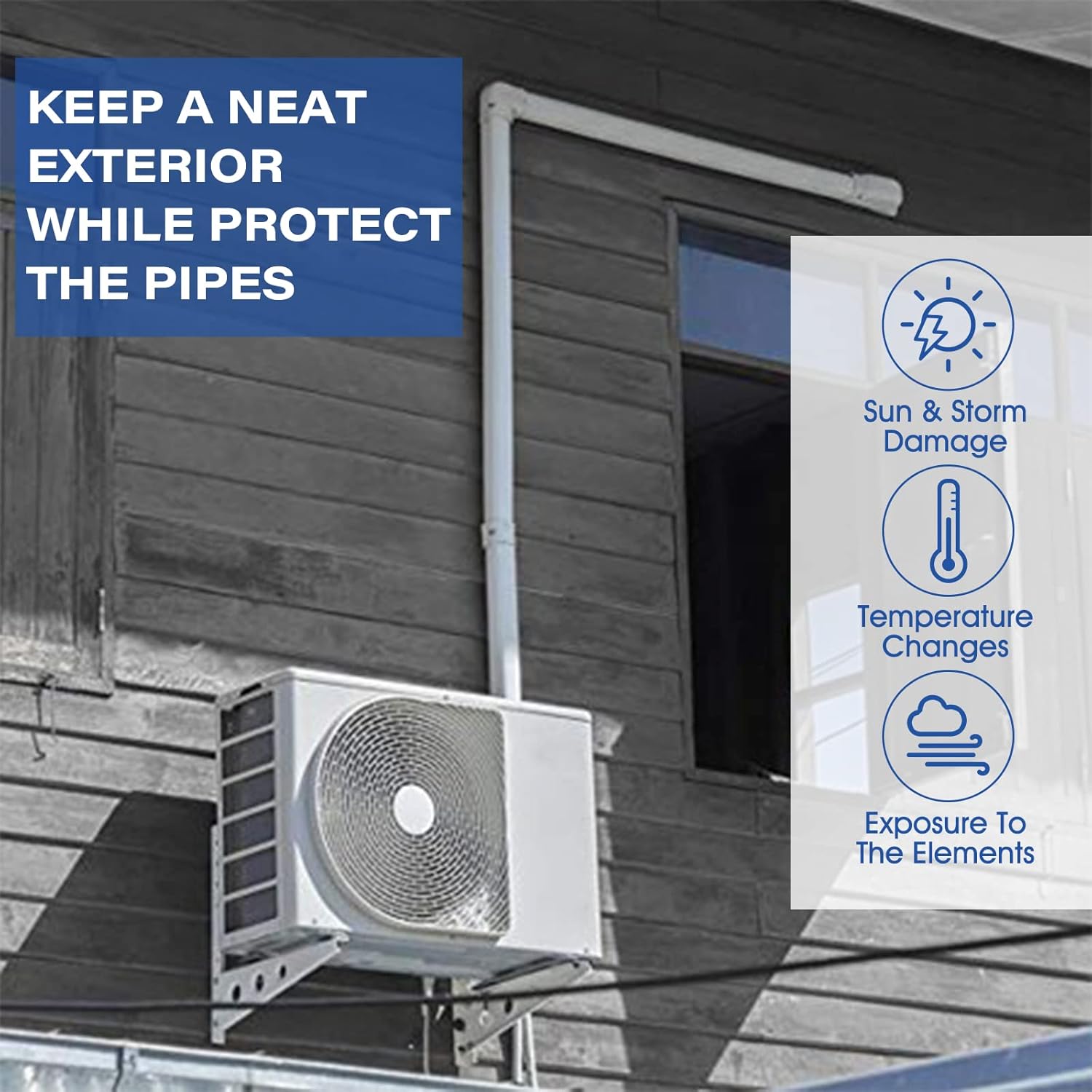LyPrem PVC Line Cover Kit for Air Conditioners 63 Coupling White