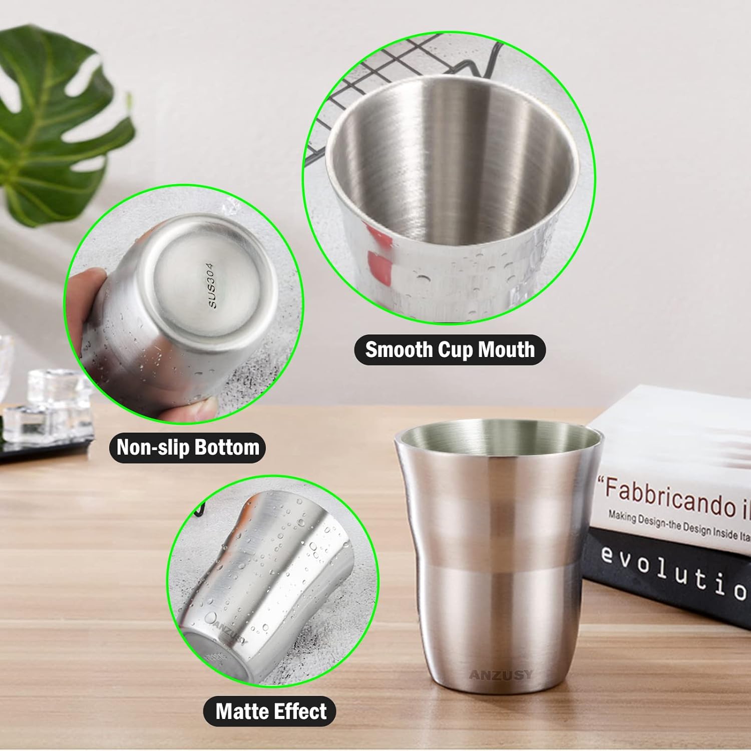 ANZUSY 2 Pack 88 Oz Stainless Steel Cups