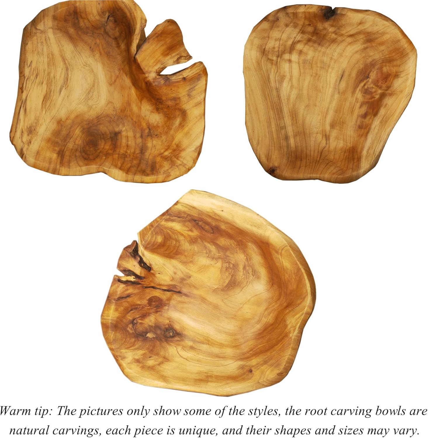 Handmade Natural Root Wood Salad Bowl 12-14 Inch