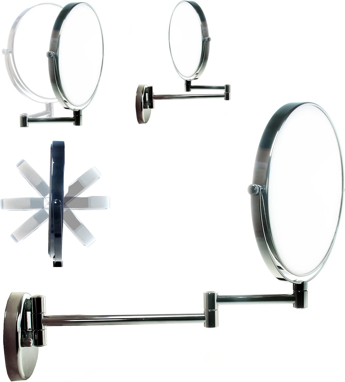 Tuka-i-Akut 7X Zoom Wall Vanity Mirror 8 Inch Foldable Chrome