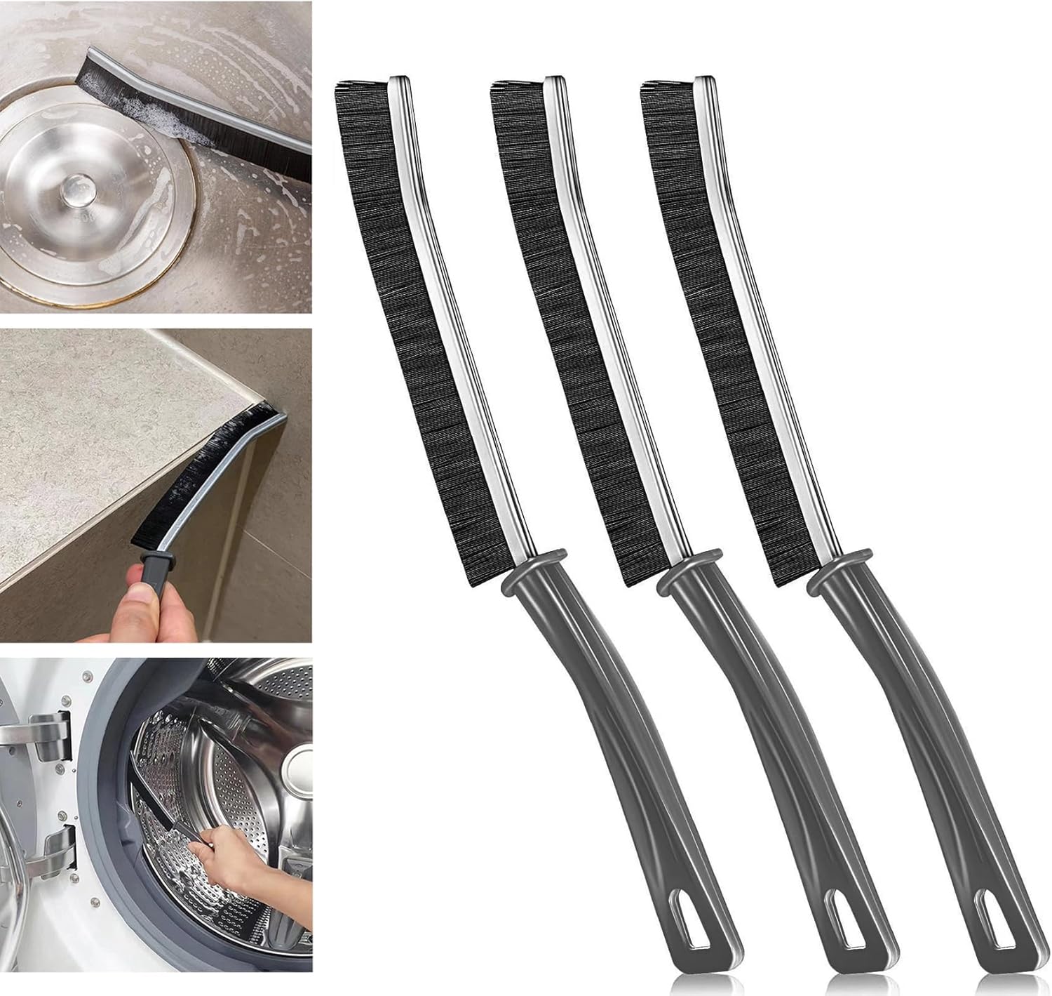 3PCS Gap Cleaning Brush for Kitchen Sink and Bathroom Tiles
