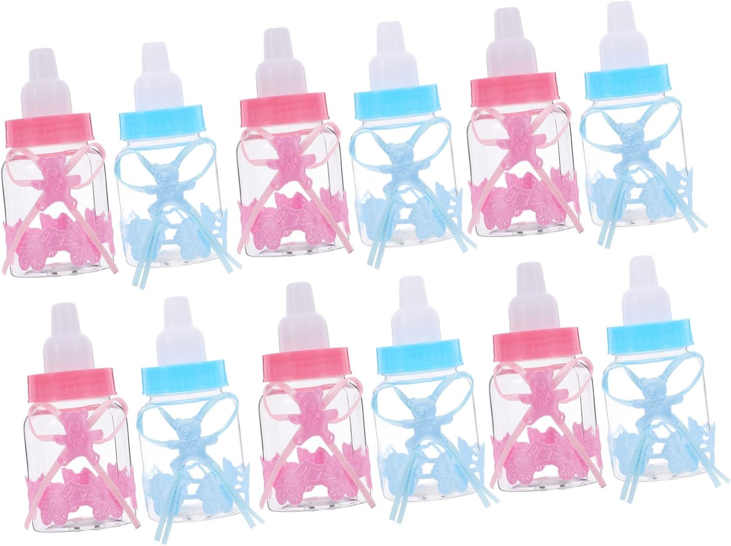 12pcs Shower Candy Boxes Fillable Mini Bottles Bear Shaped Party Favors