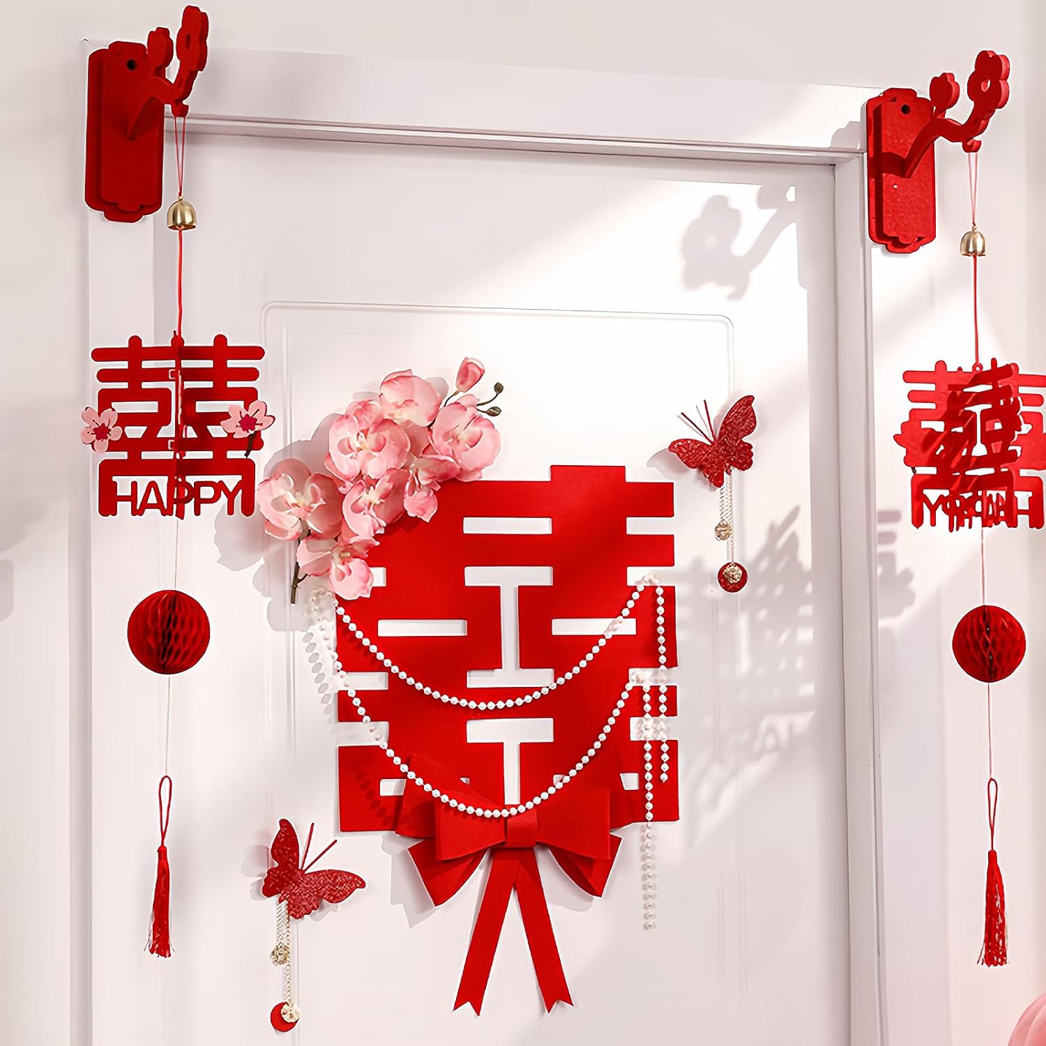 Chinese Double Happiness Wedding Room Decor Set Traditional Style