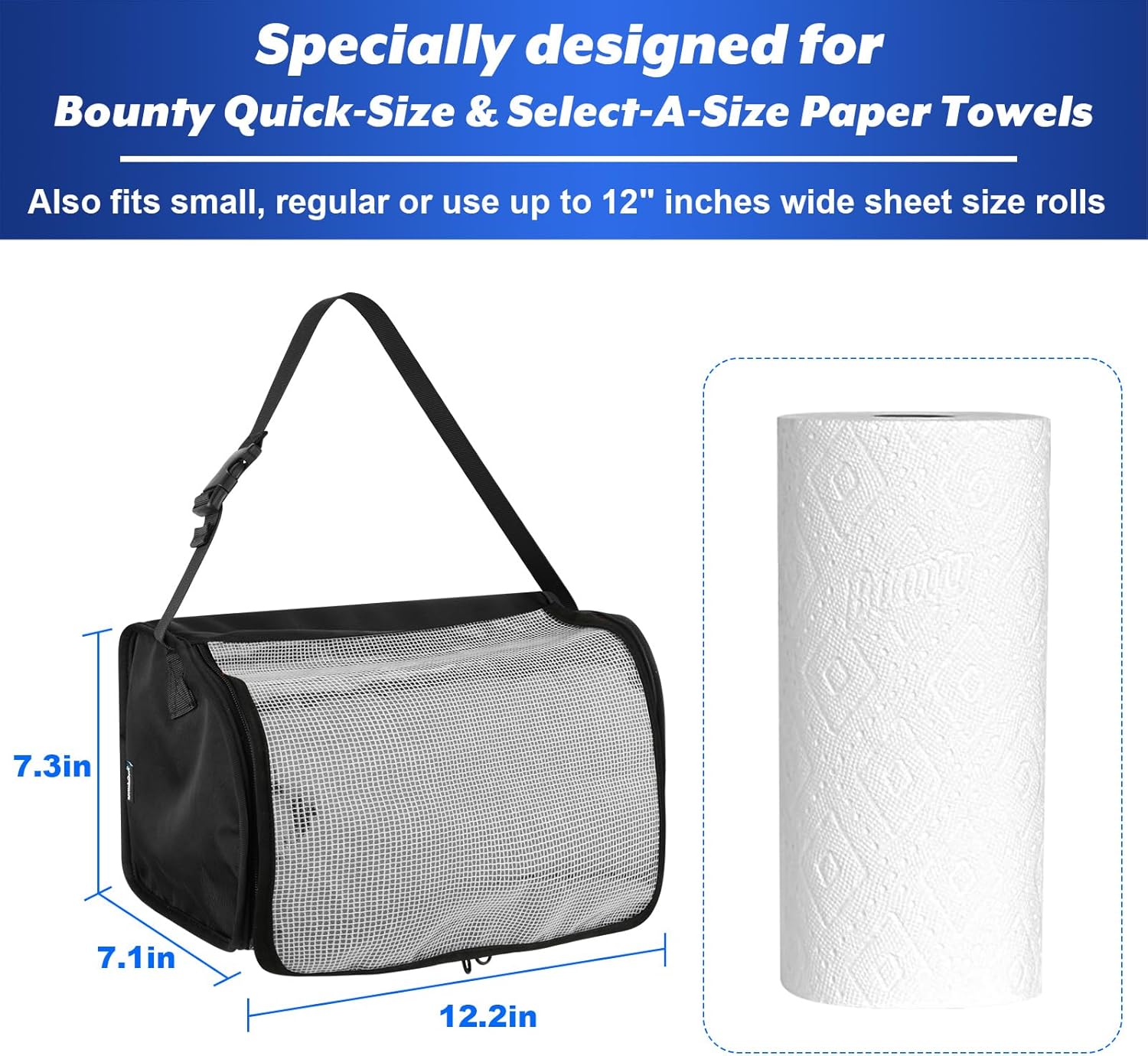 Kitchen Paper Towel Holder with Transparent Cover Black