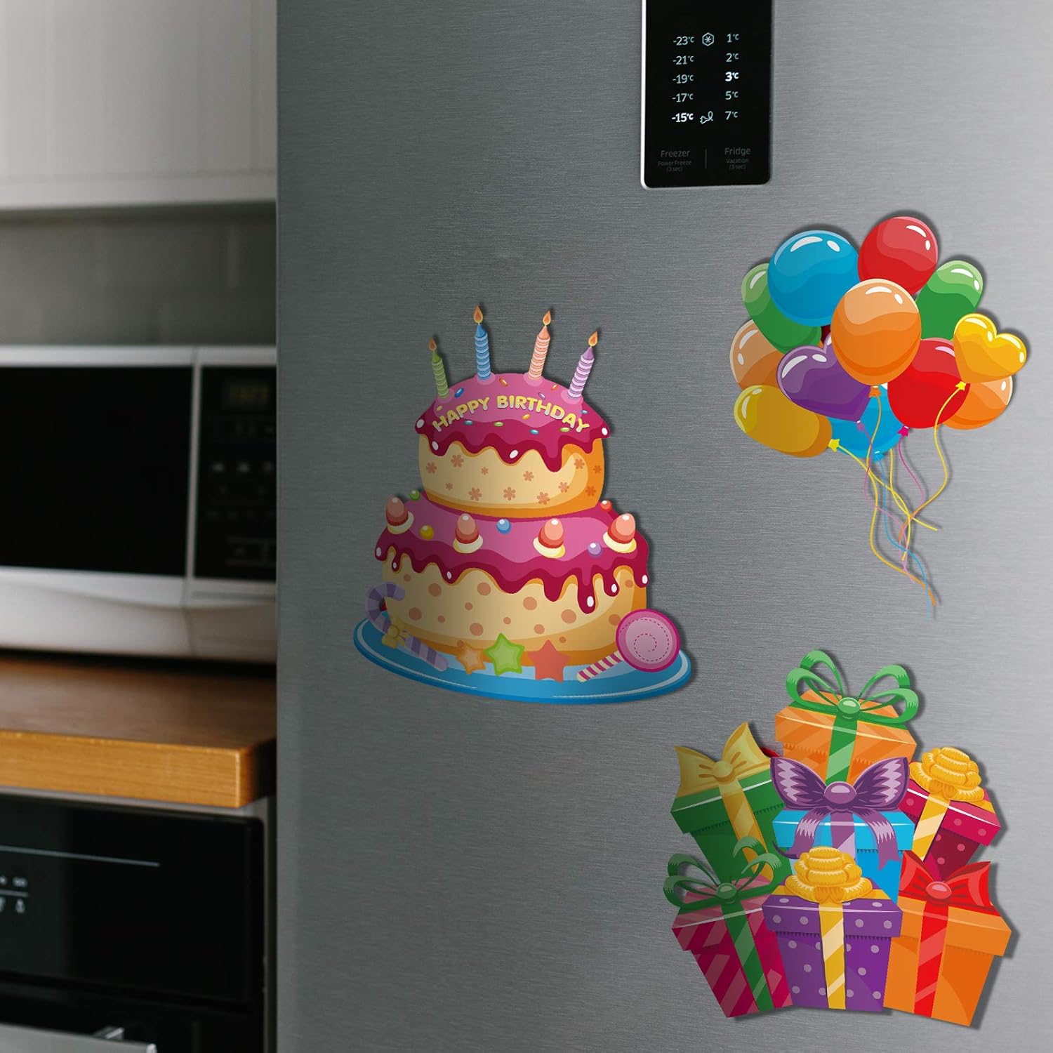 4 Piece Birthday Car Magnets with Reflective Design