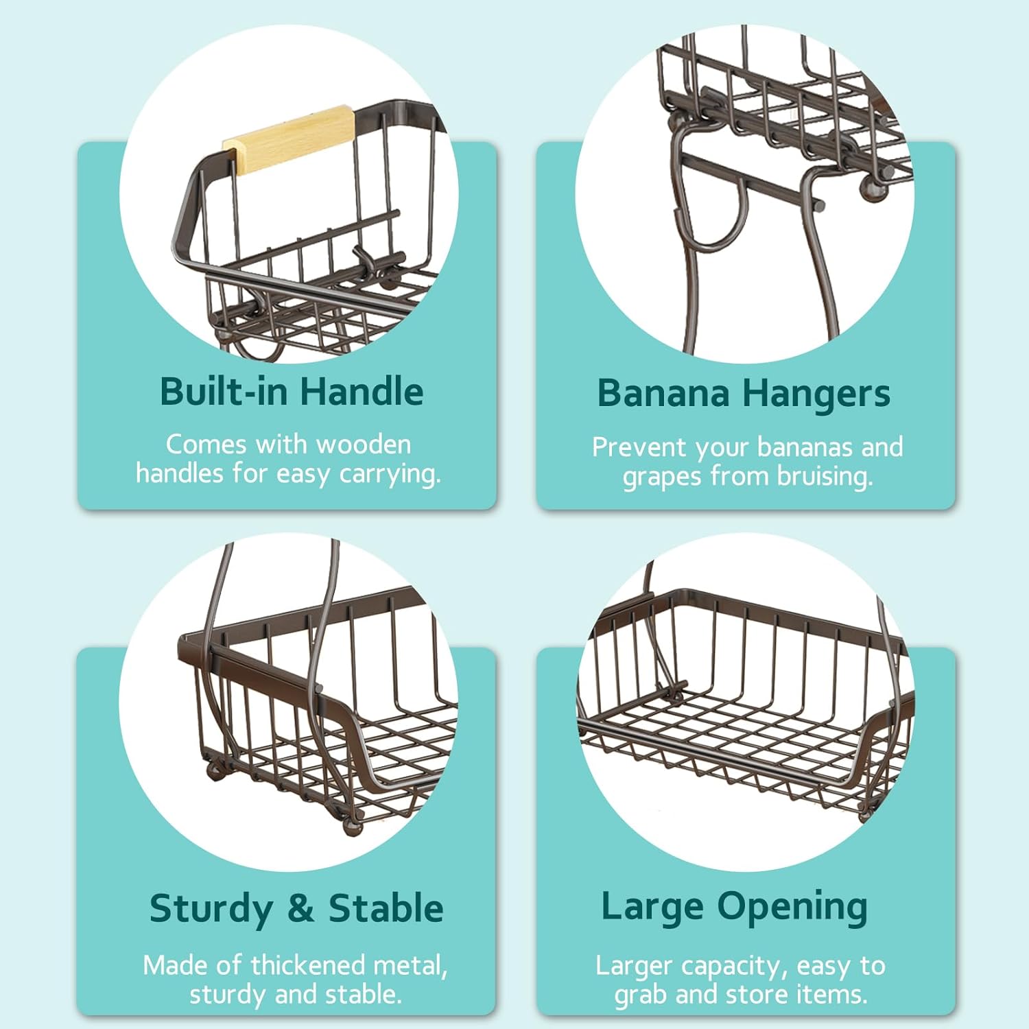 ANTOPY 2 Tier Fruit Basket with Banana Hangers