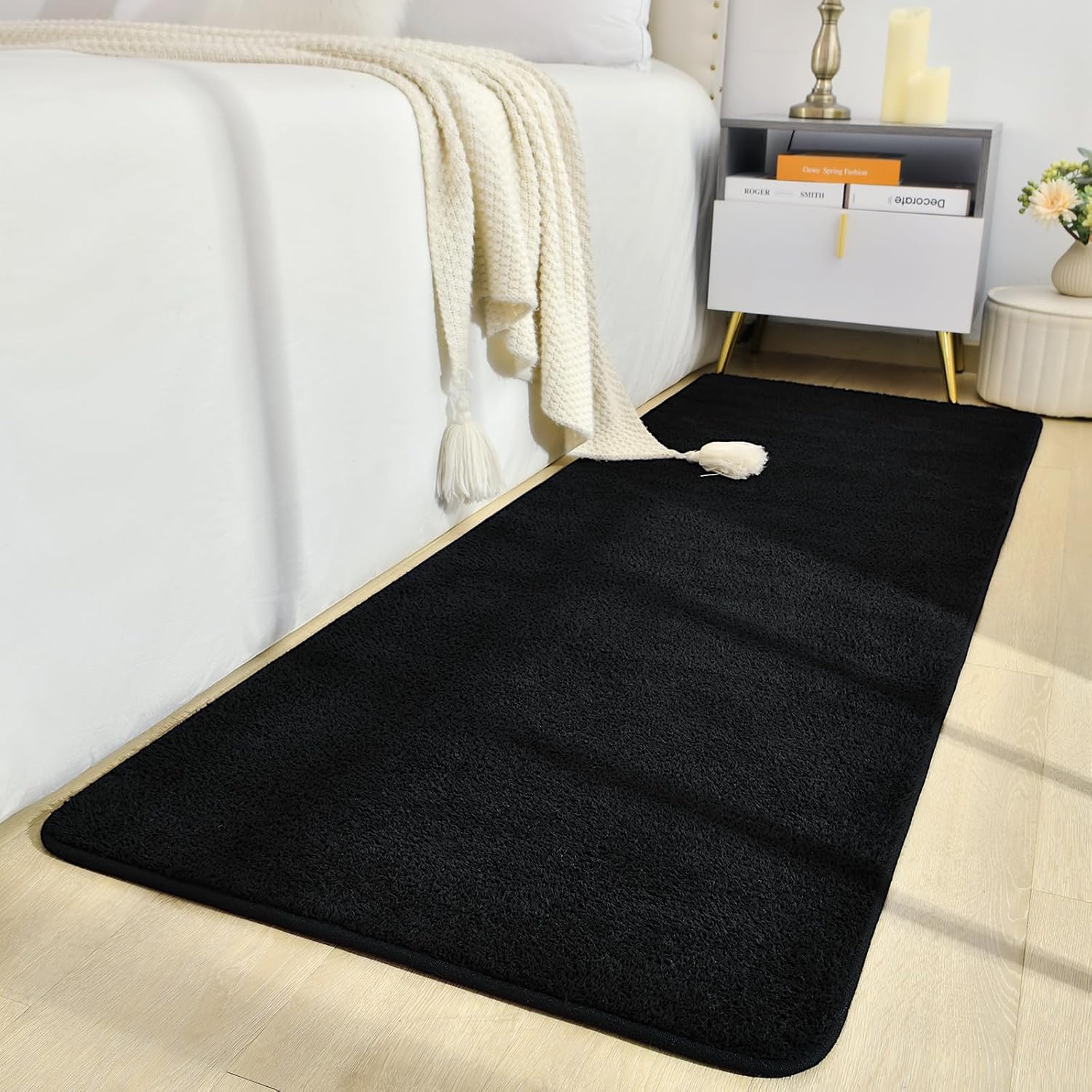Soft Runner Rug 2x6 Black Non-Slip for Hallway Kitchen Dorm