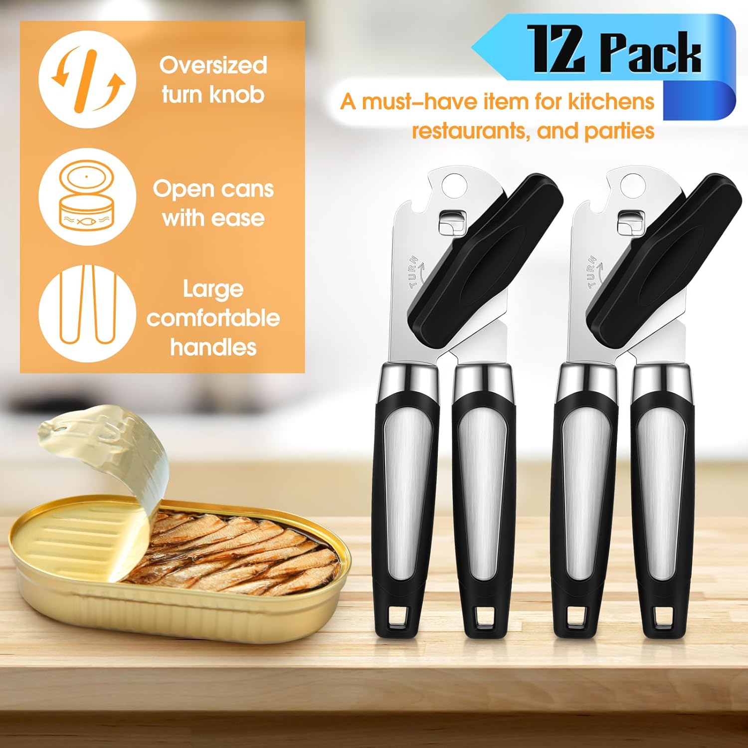 Gisafai 12 Pcs Manual Can Opener with Large Knob