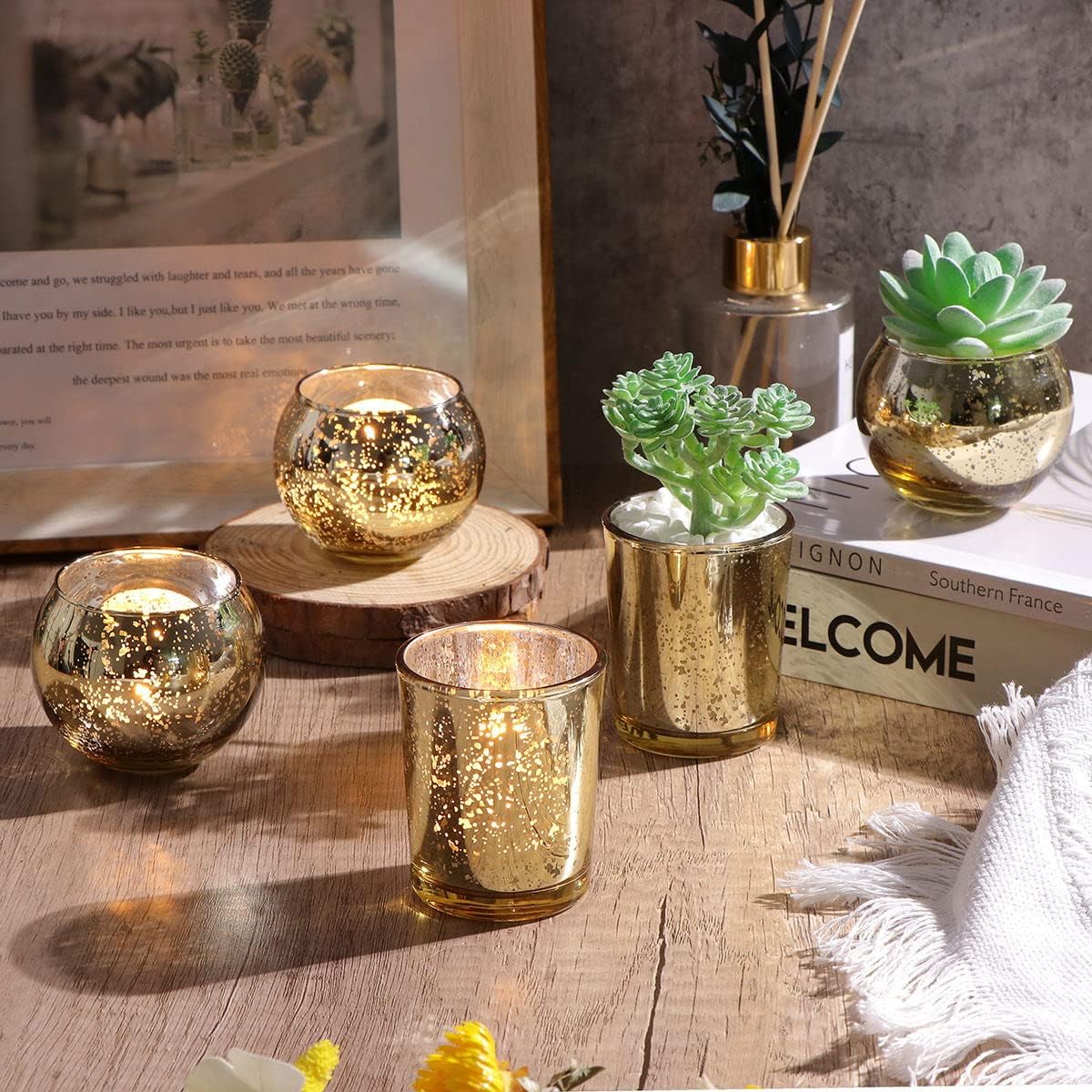 24pcs Assorted Gold Votive Candle Holders