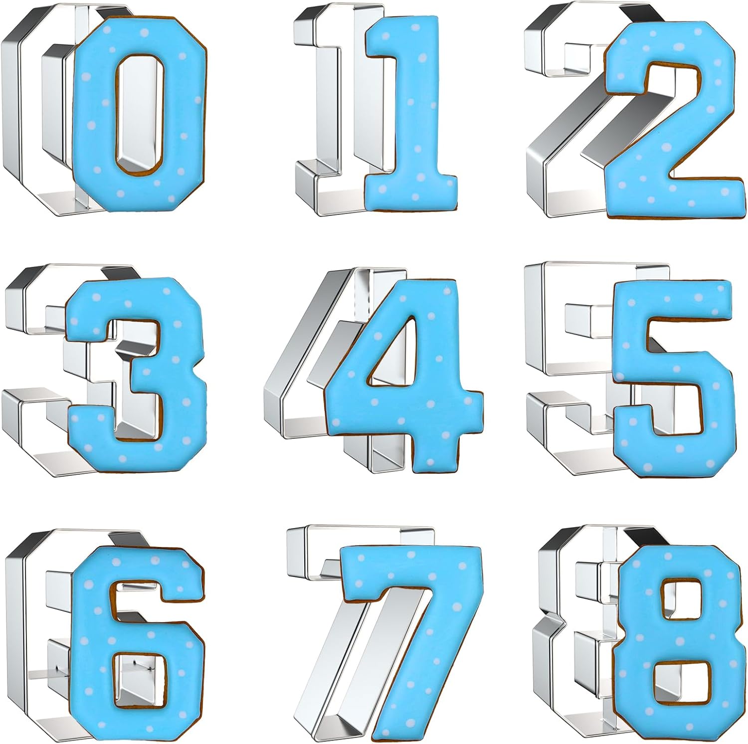 3 Inch Number Cookie Cutter Set - 9 Pieces Stainless Steel