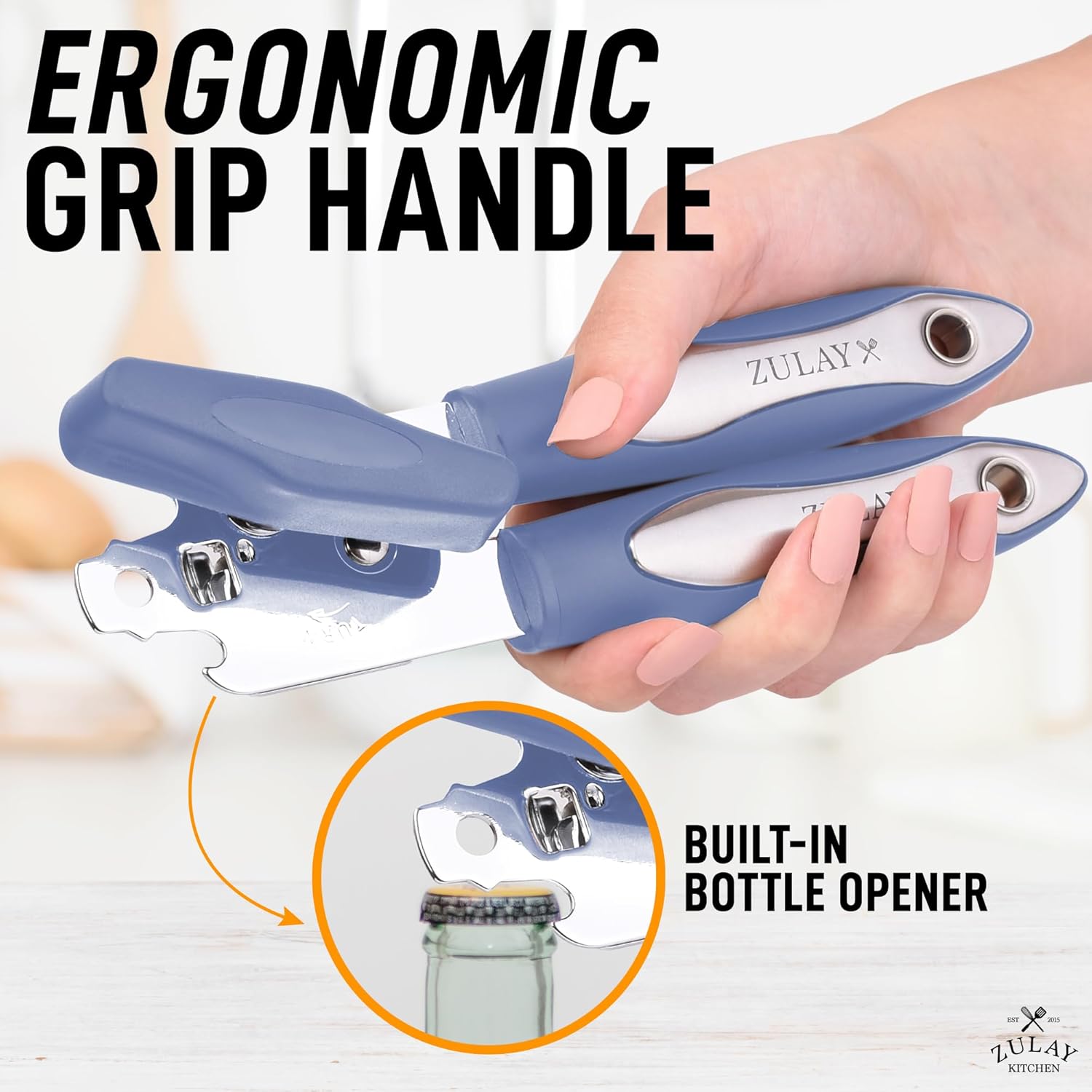 Zulay Kitchen Can Opener - Durable Stainless Steel with Comfortable Grip