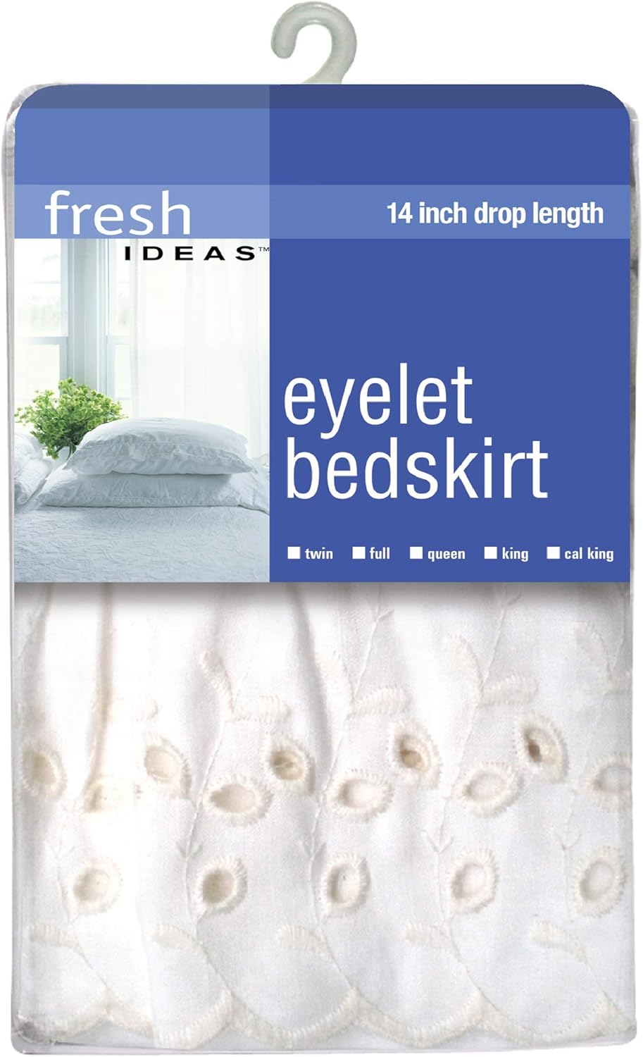 FRESH IDEAS Ruffled Eyelet Bed Skirt Queen White 14 Inch Drop