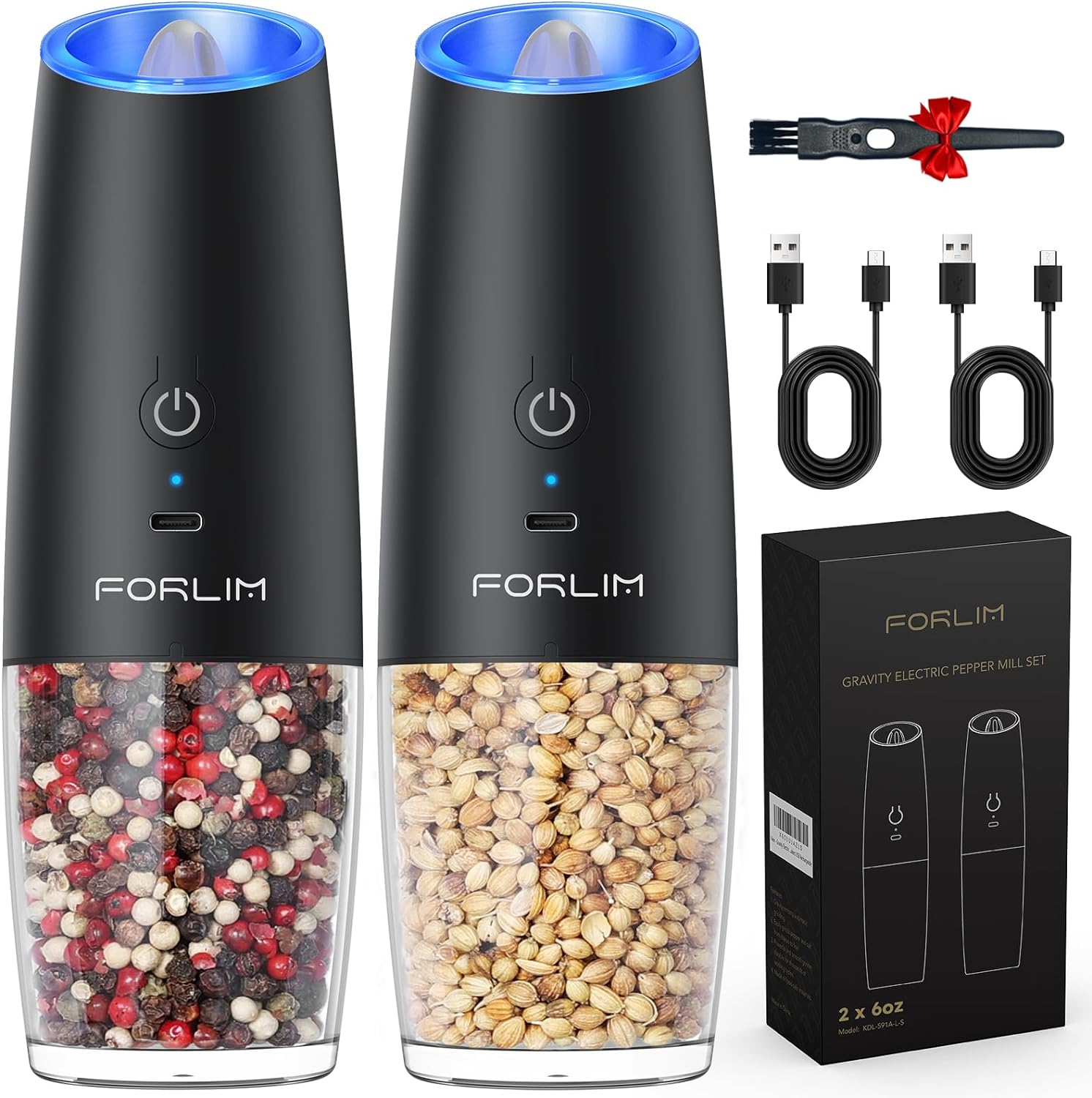 FORLIM Gravity Electric Salt and Pepper Grinder Set