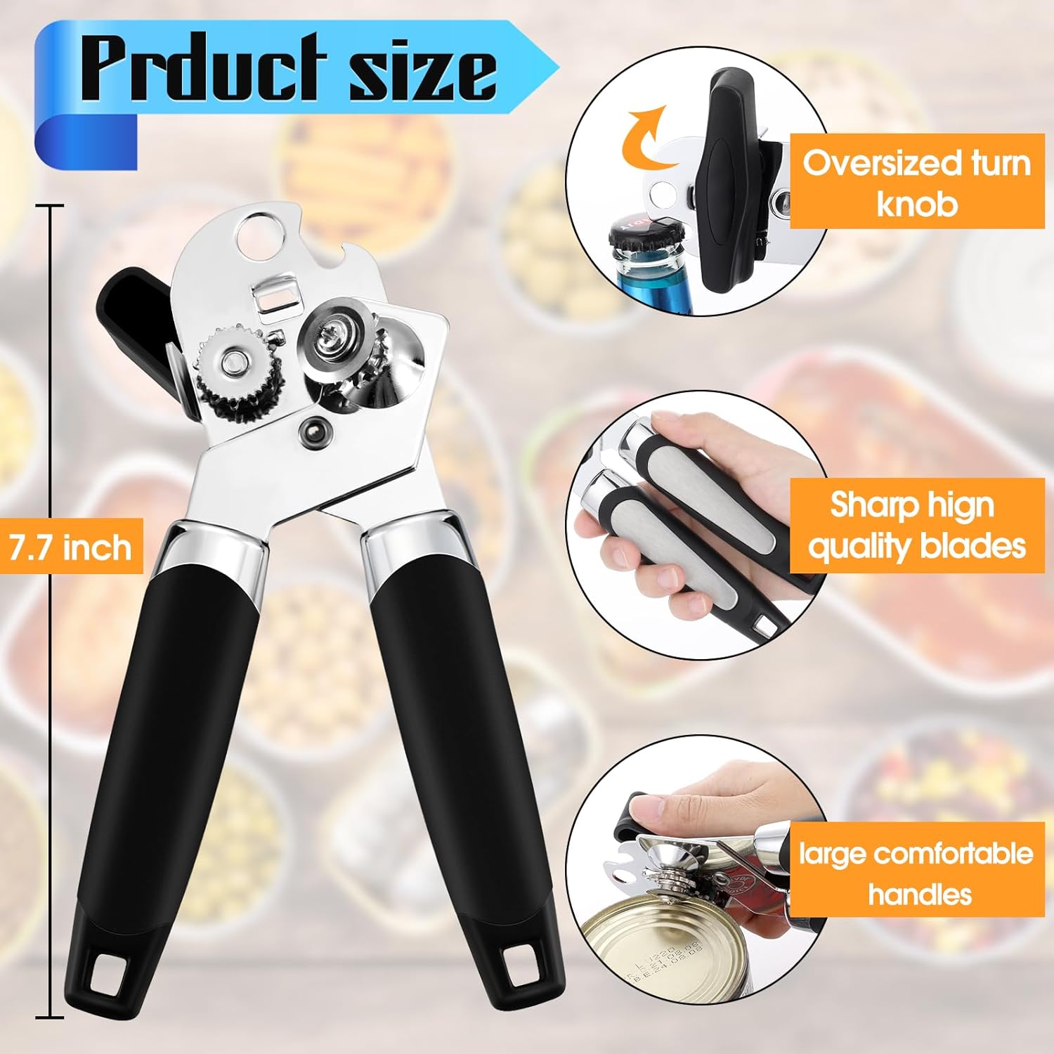 Gisafai 12 Pcs Manual Can Opener with Large Knob